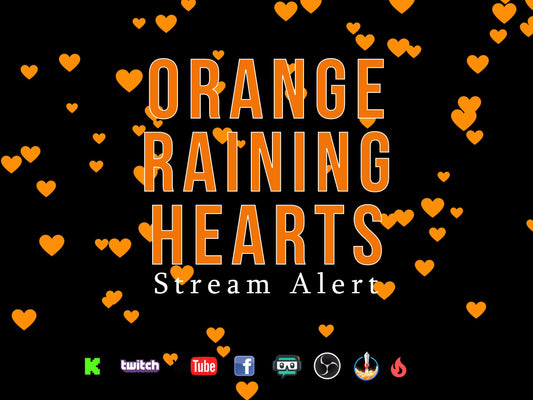 Orange Raining Hearts Stream Alert - Full Screen Animated Overlay with Transparent Background - 1920x1080 - Instant Download - Video Effect!