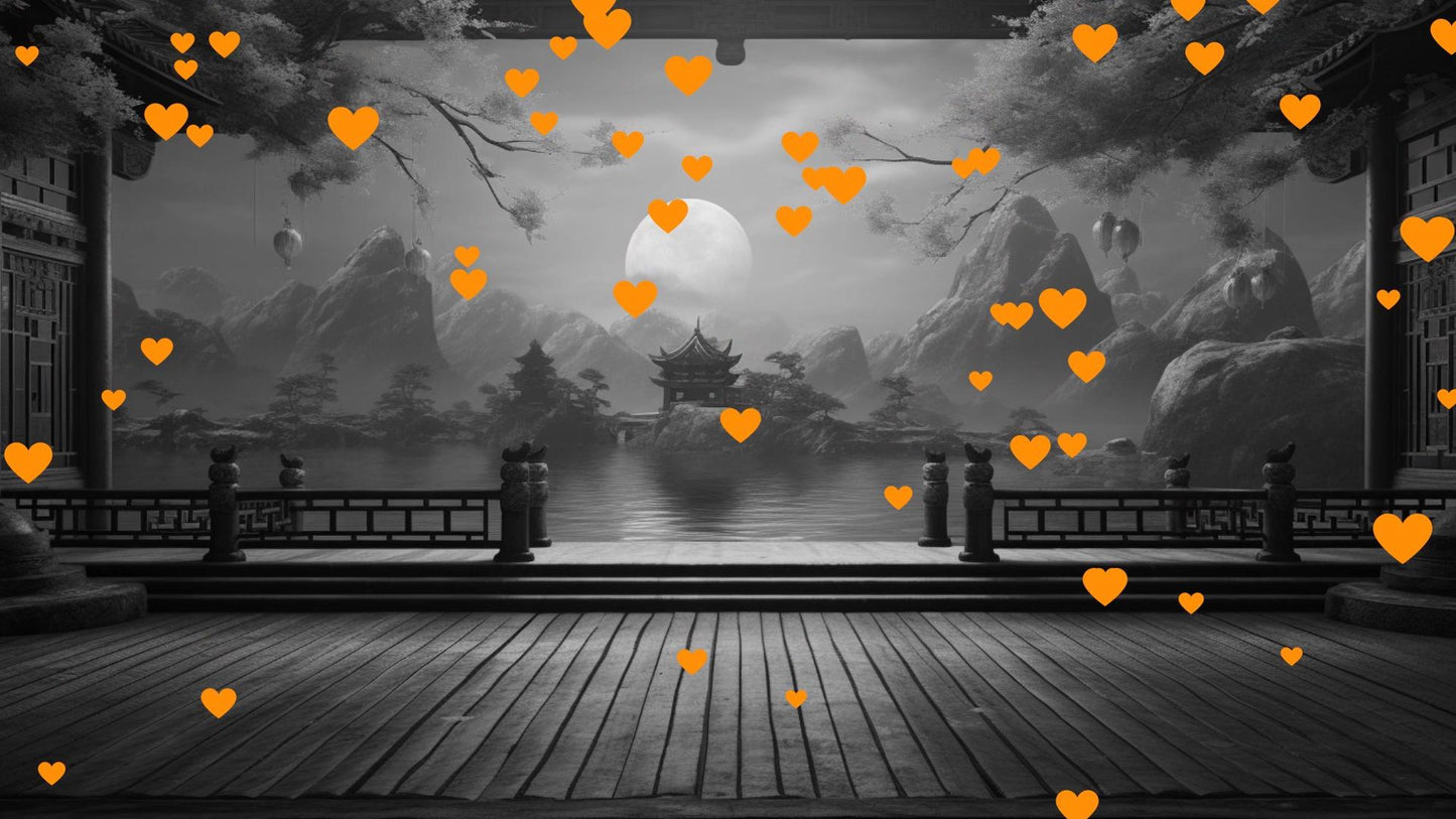 Orange Raining Hearts Stream Alert - Full Screen Animated Overlay with Transparent Background - 1920x1080 - Instant Download - Video Effect!