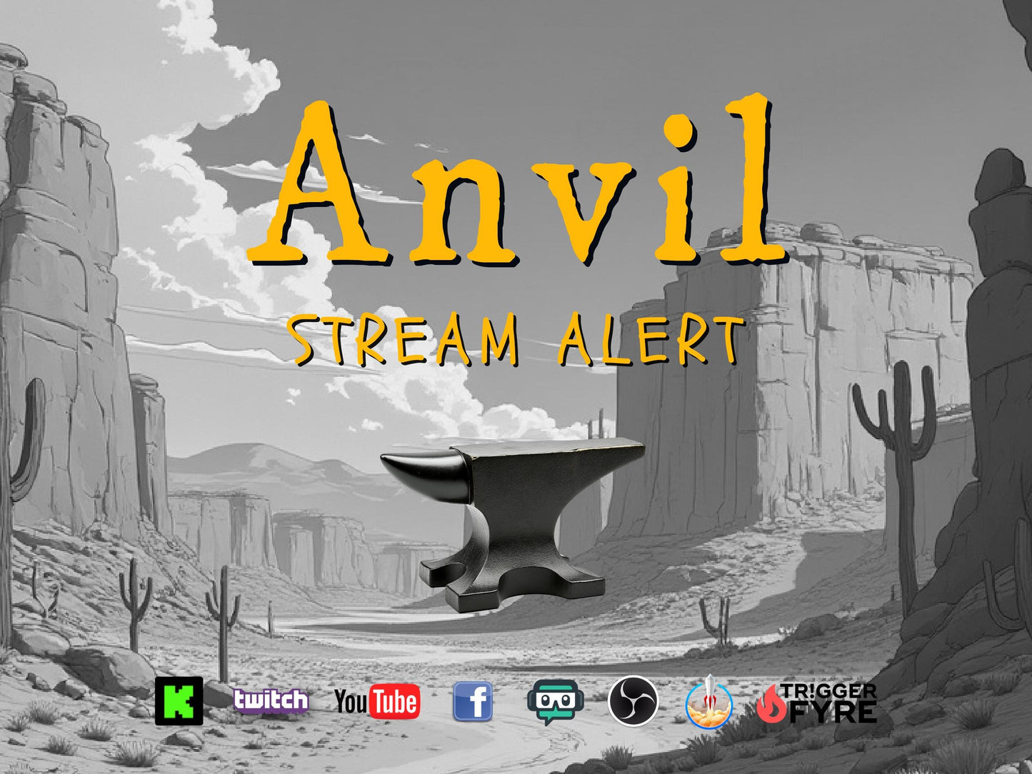 Anvil Stream Alert - Full Screen Animated Stream Overlay with Sound - Transparent Background - 1920x1080 - Instant Download - Funny Effect!