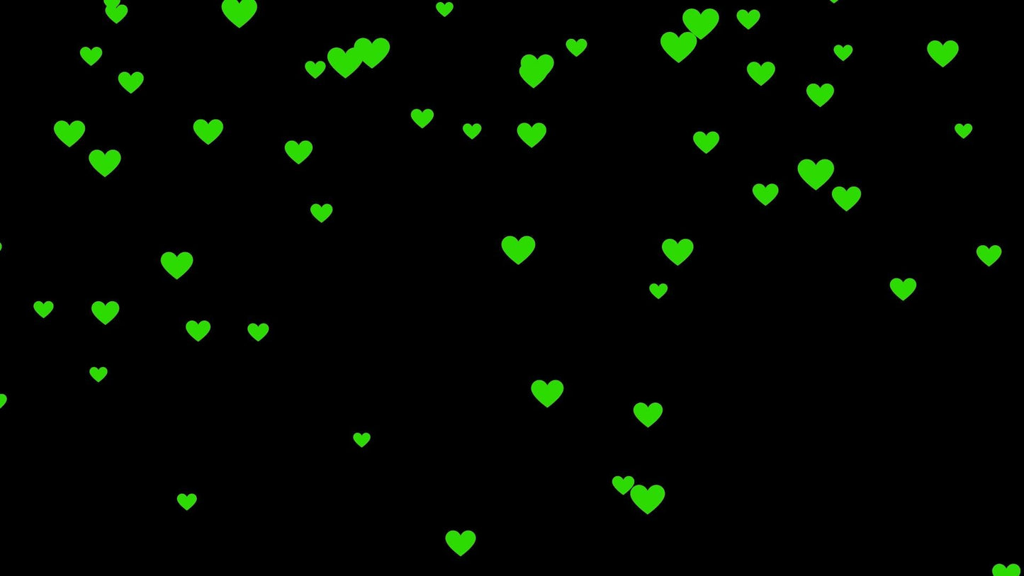 Green Raining Hearts Stream Alert - Full Screen Animated Overlay with Transparent Background - 1920x1080 - Instant Download - Fun To Use!