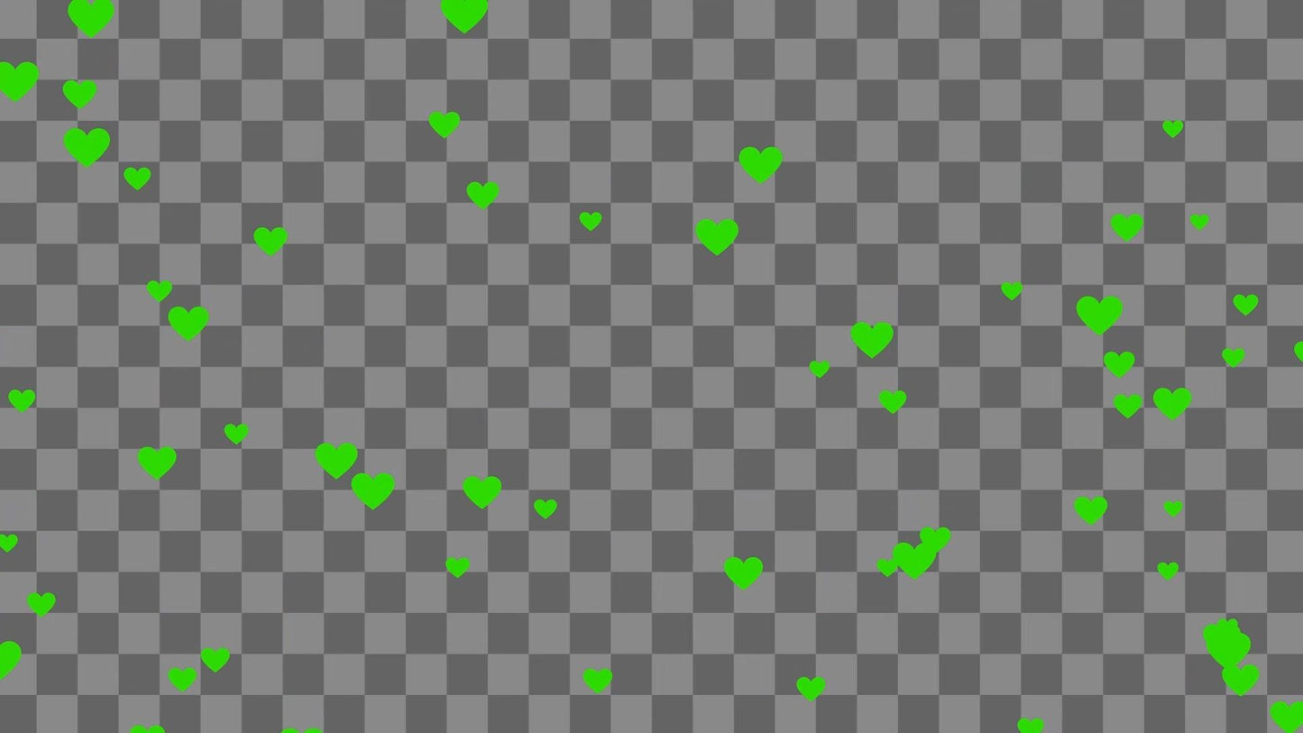 Green Raining Hearts Stream Alert - Full Screen Animated Overlay with Transparent Background - 1920x1080 - Instant Download - Fun To Use!