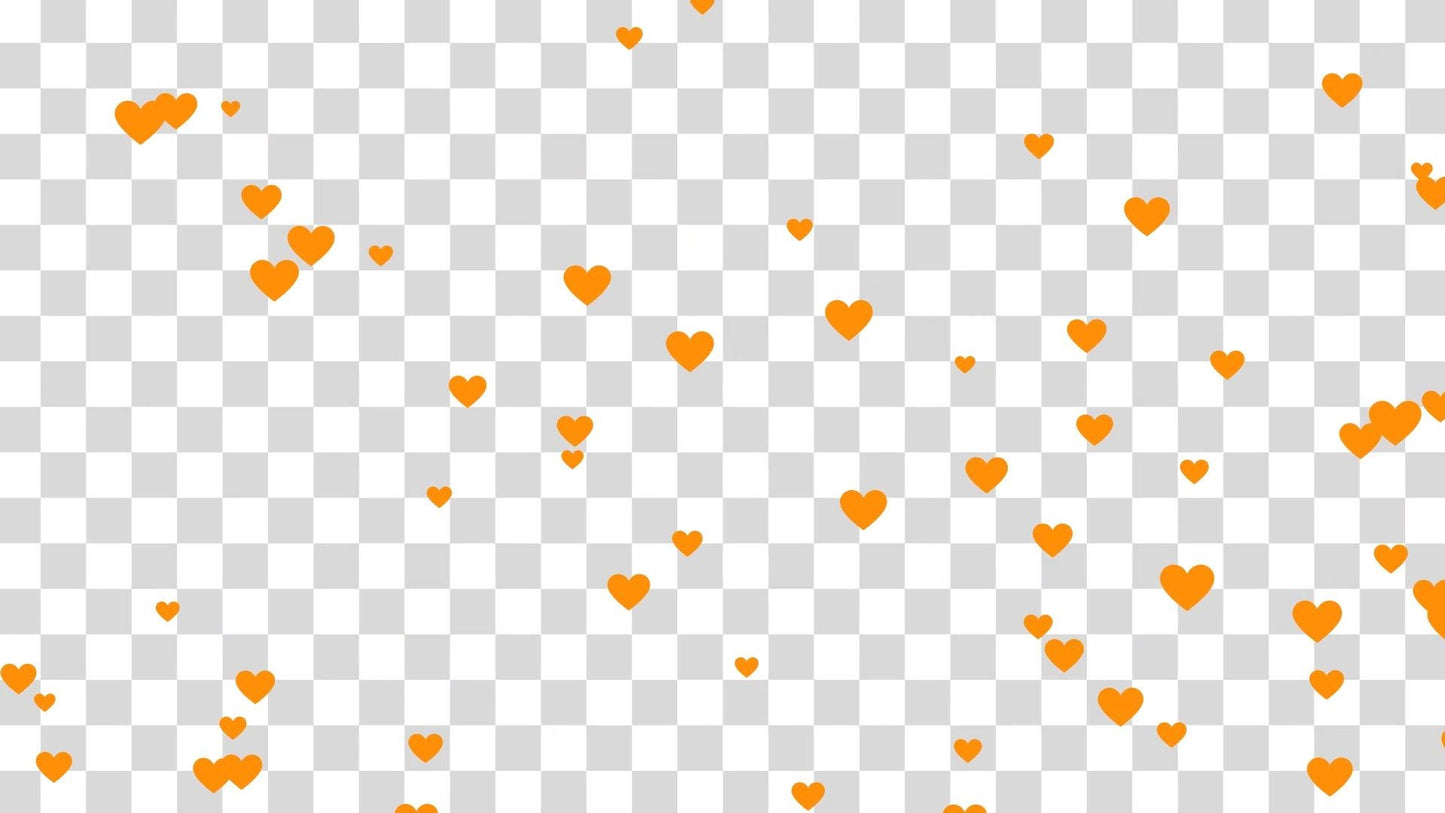 Orange Raining Hearts Stream Alert - Full Screen Animated Overlay with Transparent Background - 1920x1080 - Instant Download - Video Effect!