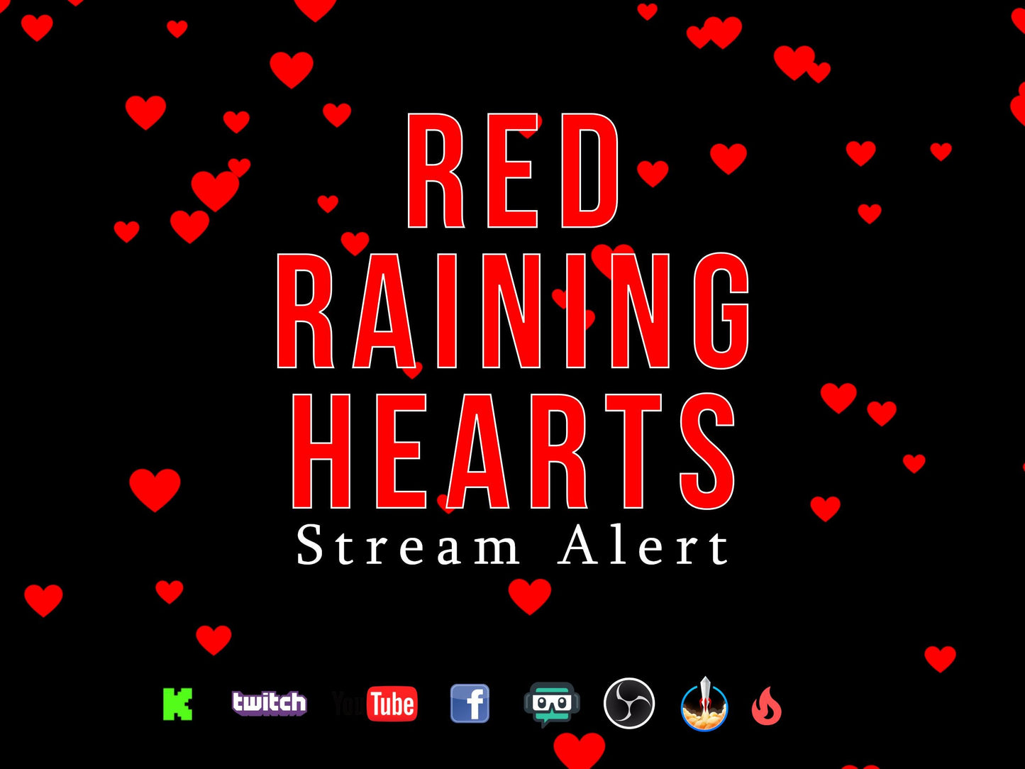 Red Raining Hearts Stream Alert - Full Screen Animated Overlay with Transparent Background - 1920x1080 - Instant Download - Spicy Effect!