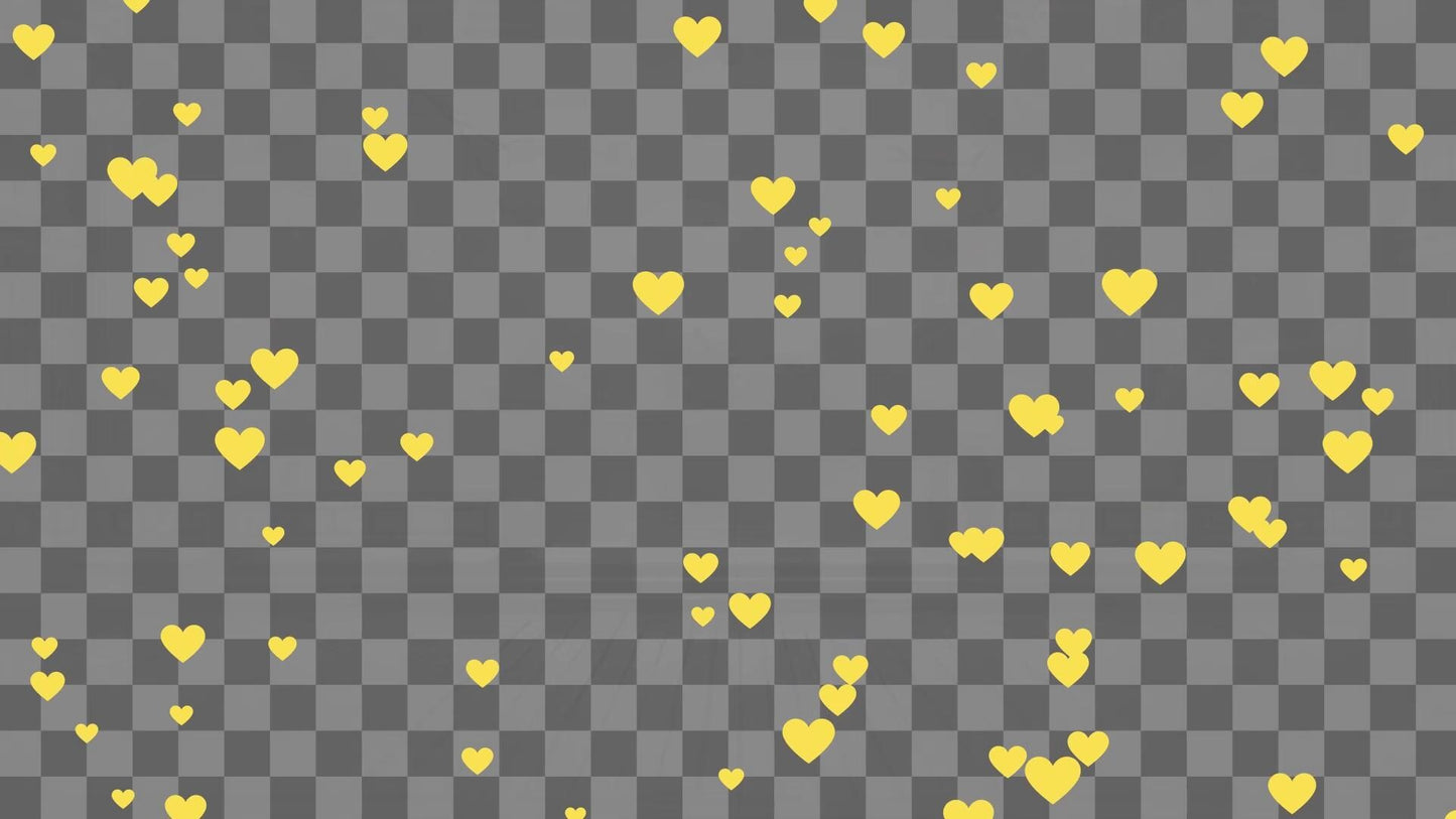 Yellow Raining Hearts Stream Alert - Full Screen Animated Overlay with Transparent Background - 1920x1080 - Instant Download - Bright Effect