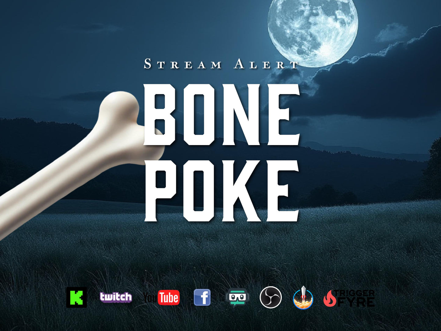 Bone Poke Stream Alert - Full Screen Animated Overlay - Transparent Background - 1920x1080 - Instant Download - Spooky Silly Channel Redeem!