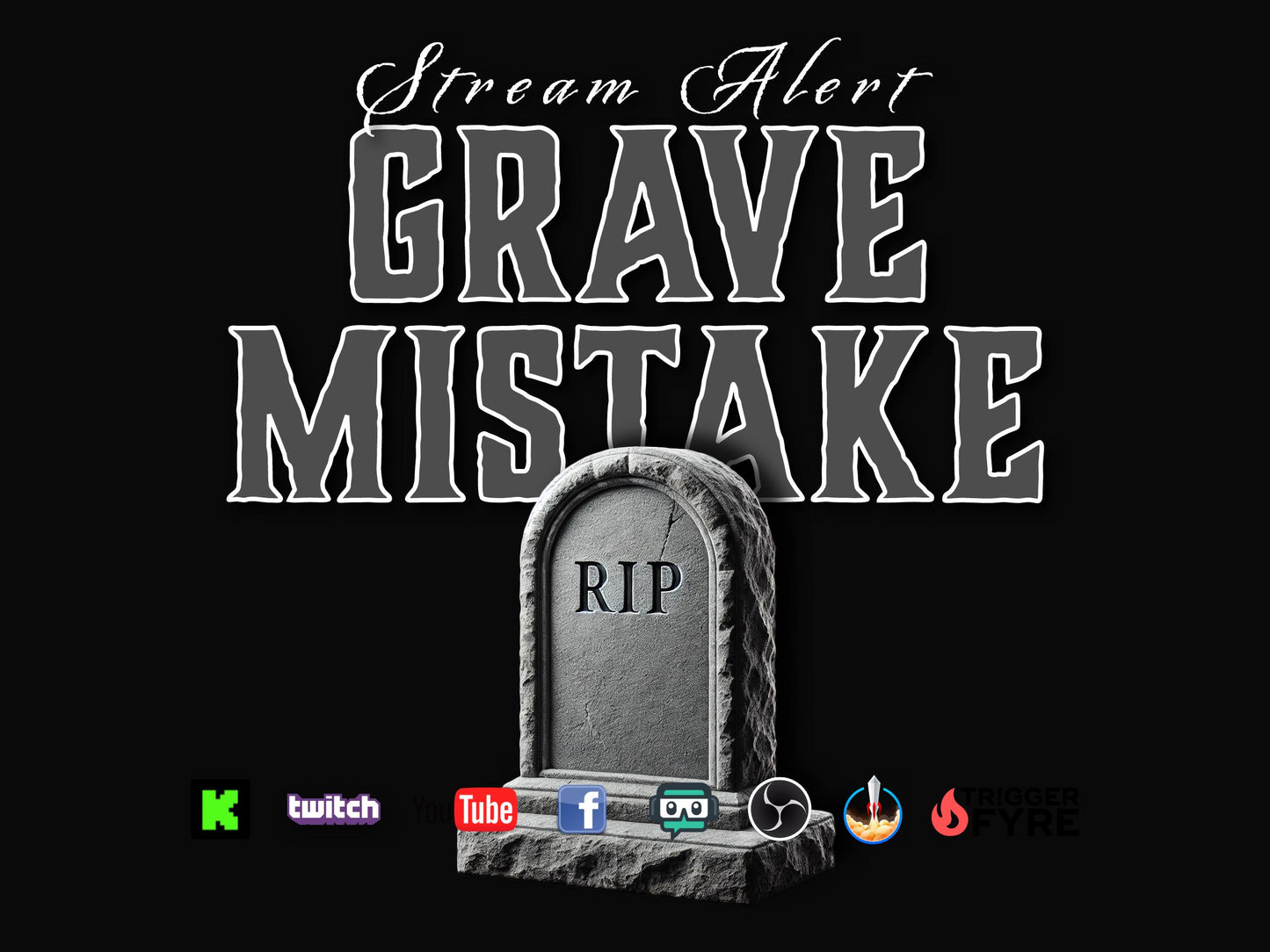 Grave Mistake Stream Alert - RIP Effect - With Sound - Full Screen Animated Overlay - Transparent Background - 1920x1080 - Instant Download