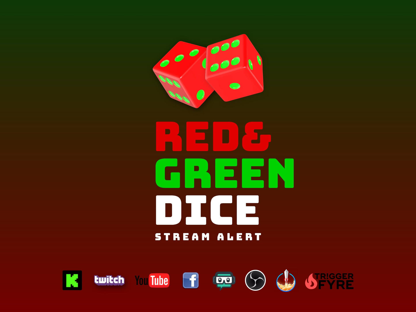 Red & Green Dice Shower Stream Alert - Full Screen Animated Overlay with Transparent Background - Instant Download - 1920x1080 - Cool Effect