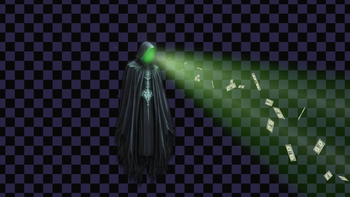Cash Reaper Stream Alert - Haunted Donation Effect - Transparent Background - Full Screen 1920x1080 Video Overlay - Instant Download - .WEBM