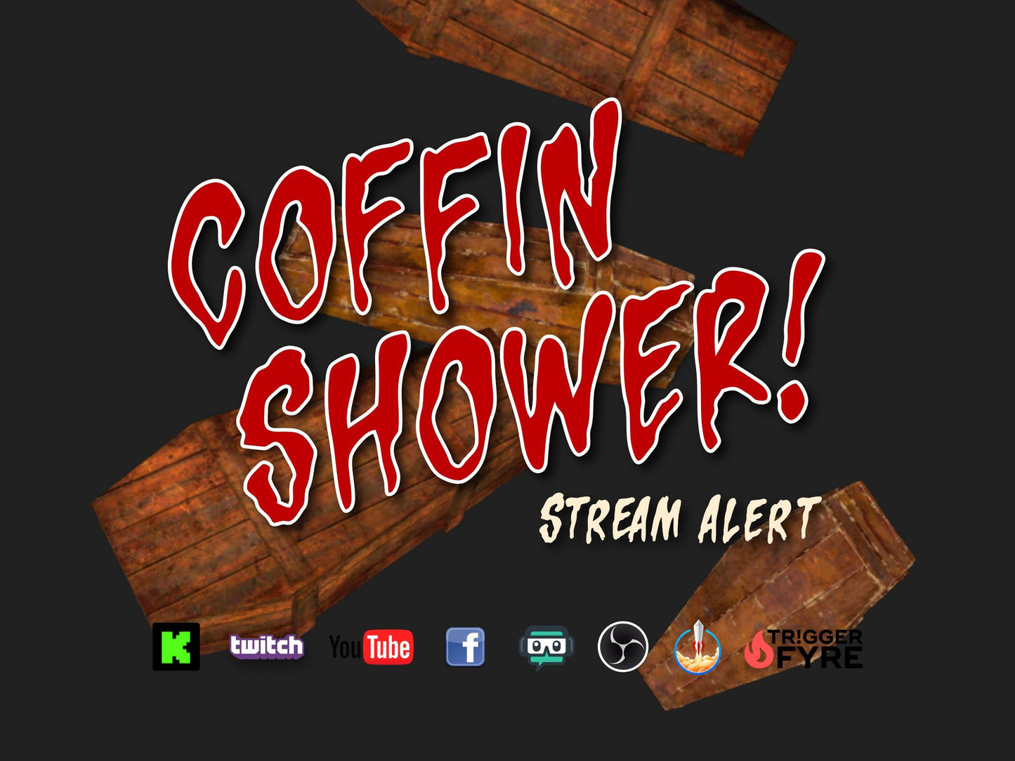 Coffin Shower Stream Alert - Full Screen Animated Horror Overlay - 1920x1080 - Transparent Background - Instant Download - Halloween Effect