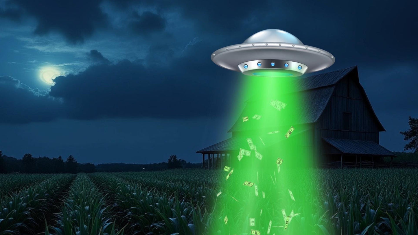 Cash Abduction Donation Alert - UFO Stream Effect - Animated Overlay with Transparent Background - Full Screen 1920x1080 - Instant Download