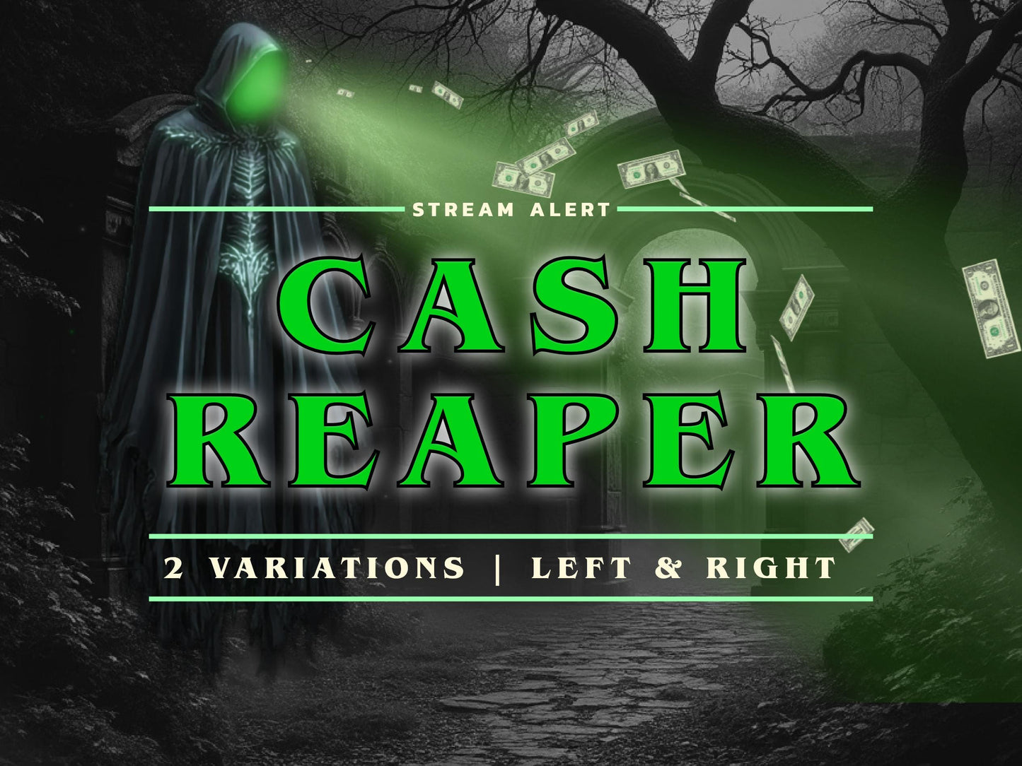 Cash Reaper Stream Alert - Haunted Donation Effect - Transparent Background - Full Screen 1920x1080 Video Overlay - Instant Download - .WEBM