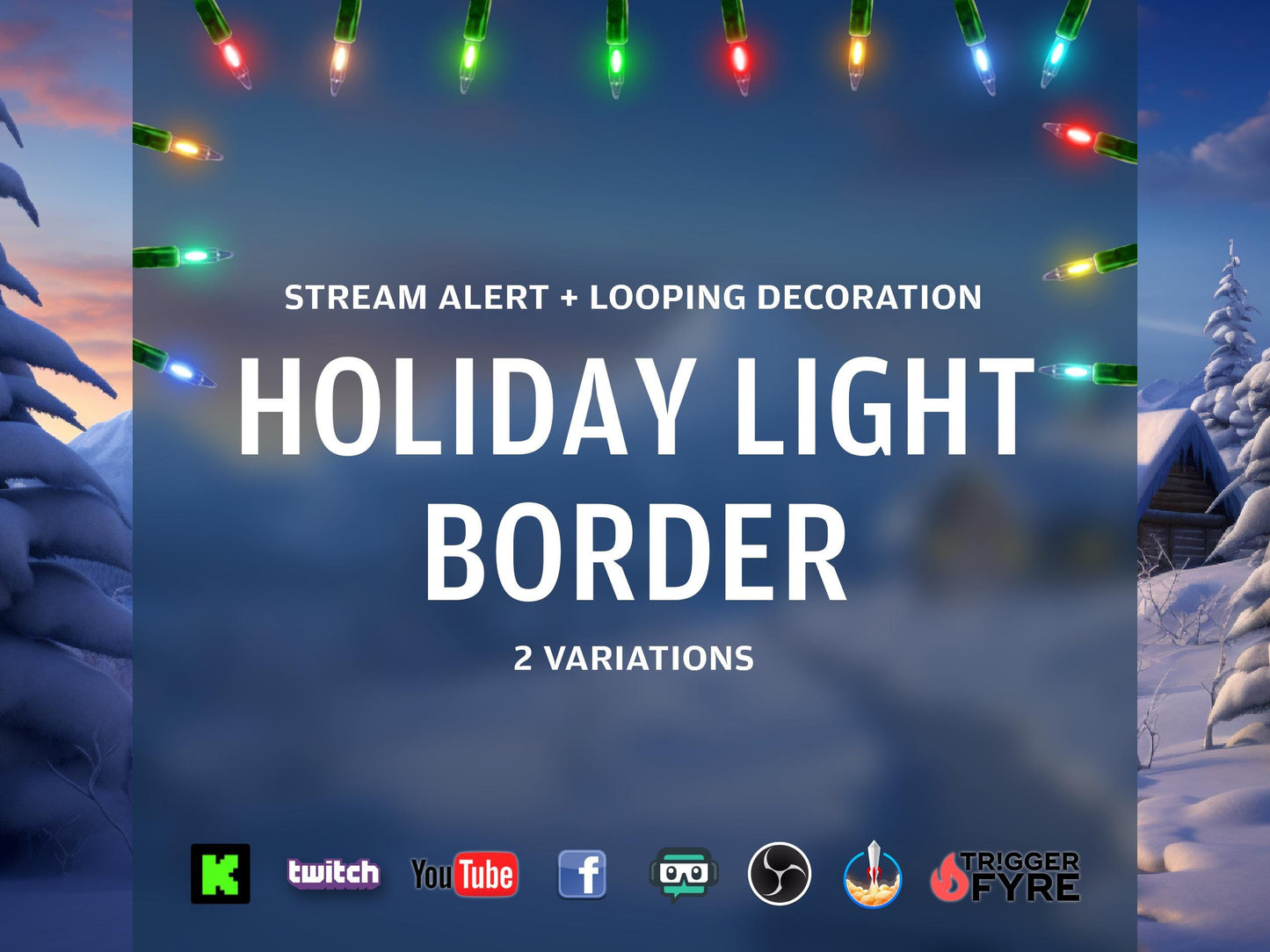 Holiday Light Border Stream Pack - Looping Decoration and Alert - Full Screen Animated Overlays - 1920x1080 - Instant Download - Festive Fun