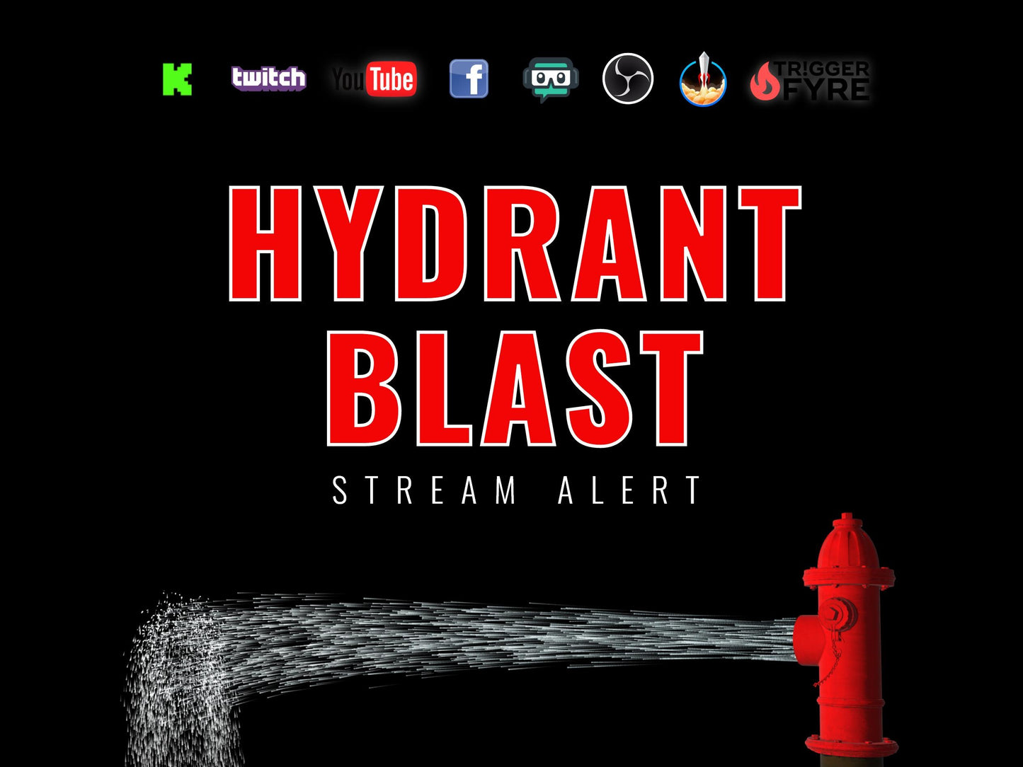 Hydrant Blast Stream Alert - Full Screen Animated Water Squirt Overlay w/ Transparent Background - 1920x1080 - Instant Download - Silly Fun