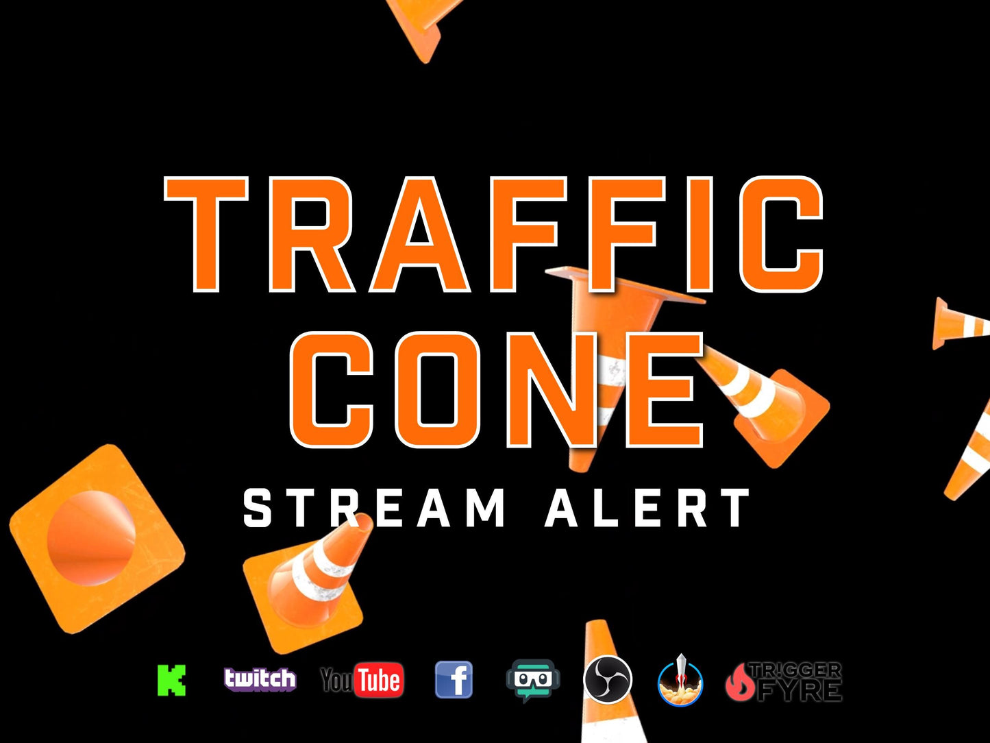 Traffic Cone Rain Stream Alert - Full Screen Animated Overlay with Transparent Background - 1920x1080 - Instant Download - Easy To Setup!