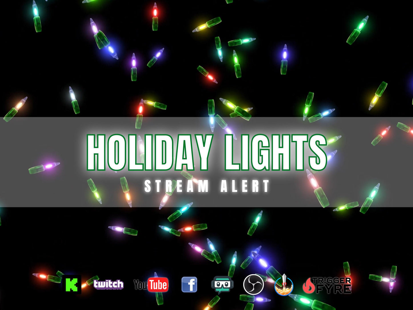 Holiday Lights Rain Stream Alert - Full Screen Animated Overlay - Transparent Background - 1920x1080 - Instant Download - Easy & Fun To Use!