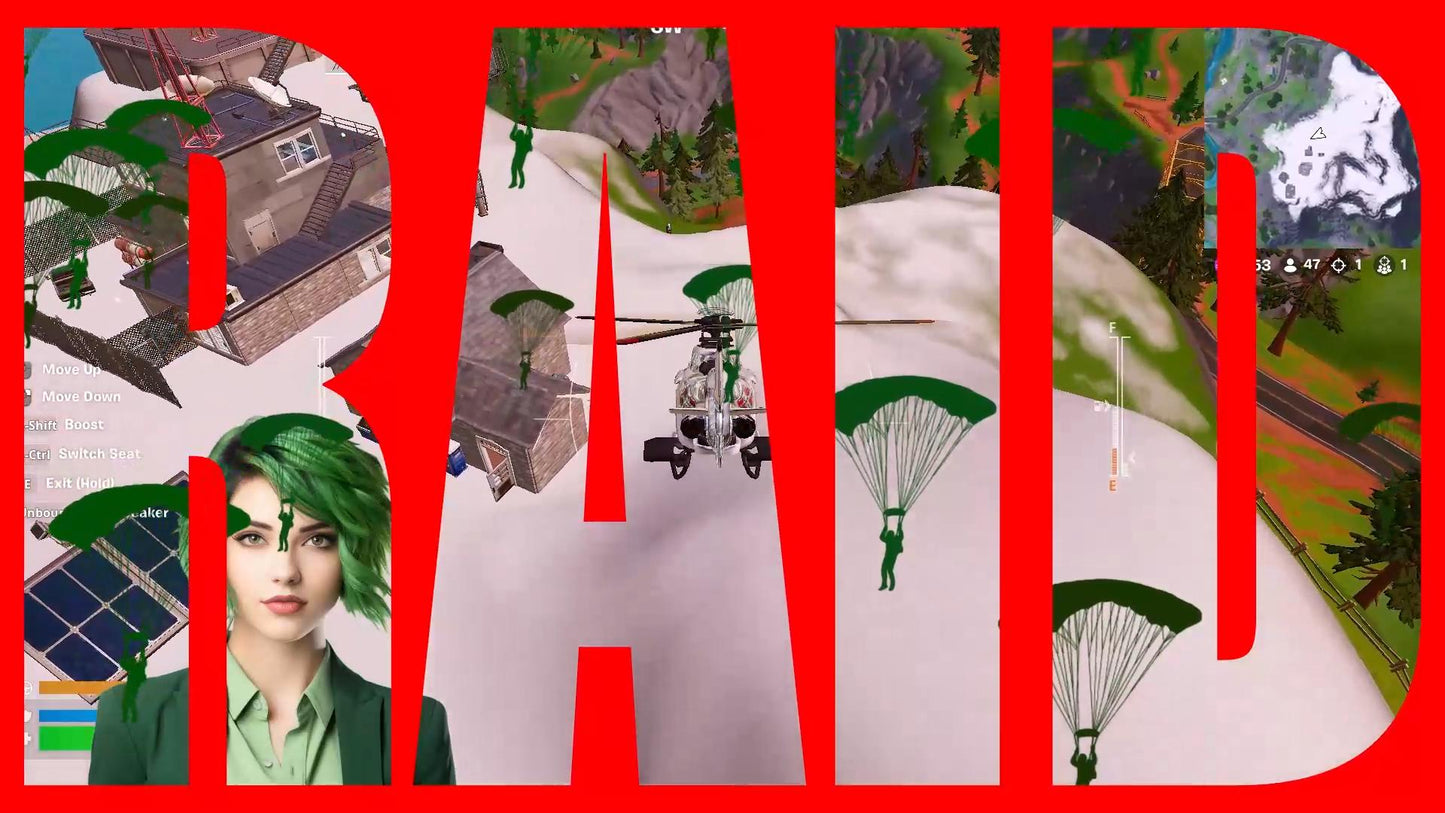 Airborne Raid Stream Alert - Full Screen Animated Overlay - Transparent Background - Sound - 1920x1080 - 2 Variations - Instant Download