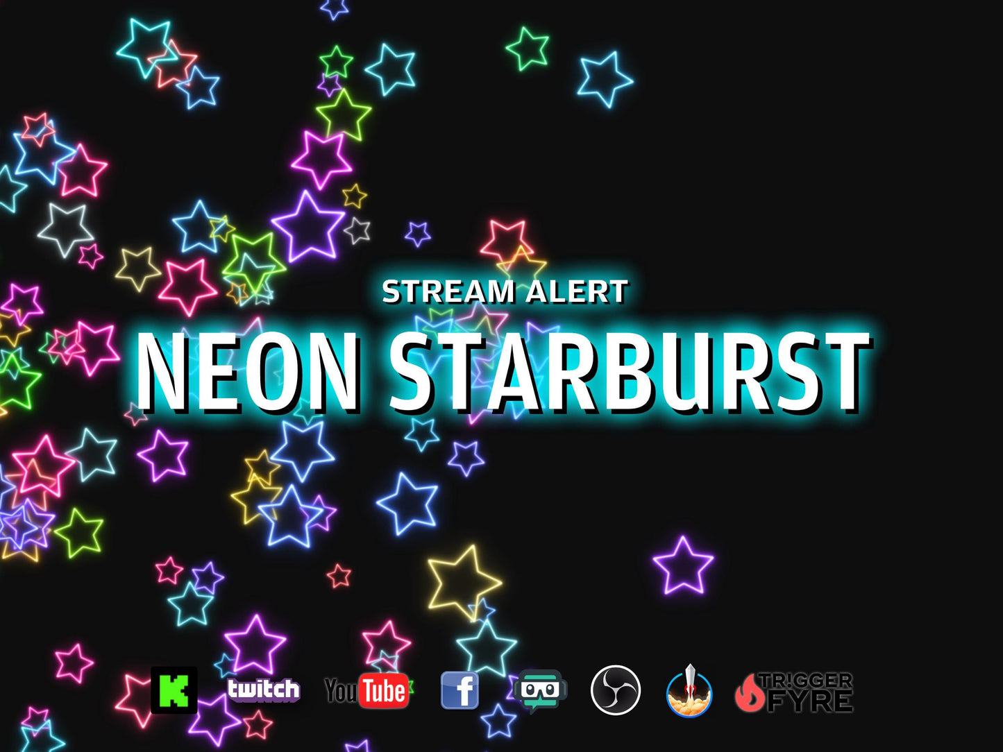 Neon Starburst Stream Alert - Full Screen Rainbow Animated Overlay with Transparent Background - 1920x1080 - Instant Download - 2 Variations