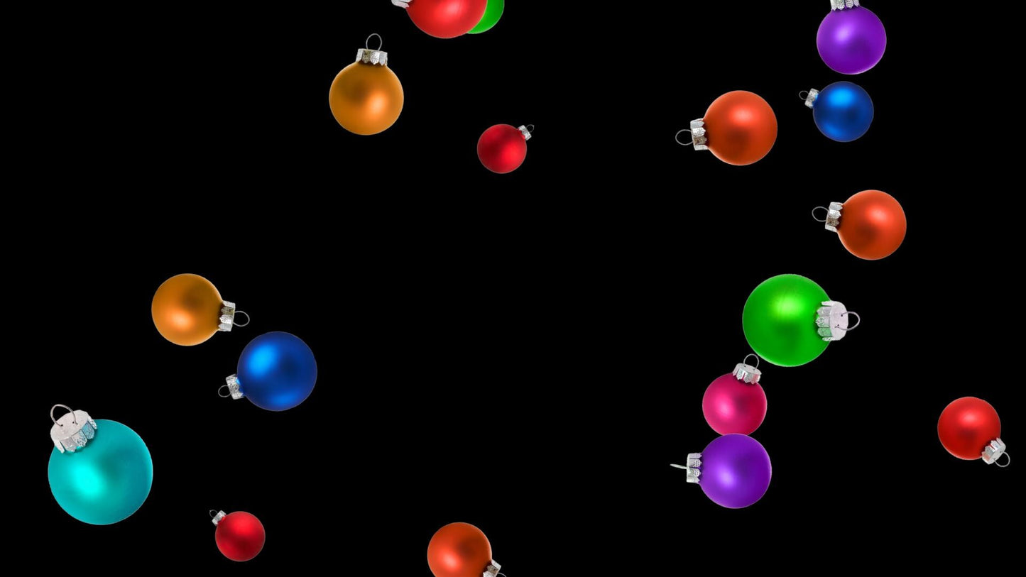 Holiday Ornament Rain Stream Alert - Full Screen Bauble Shower Overlay - Transparent Background - 1920x1080 - Instant Download - Fun To Use!