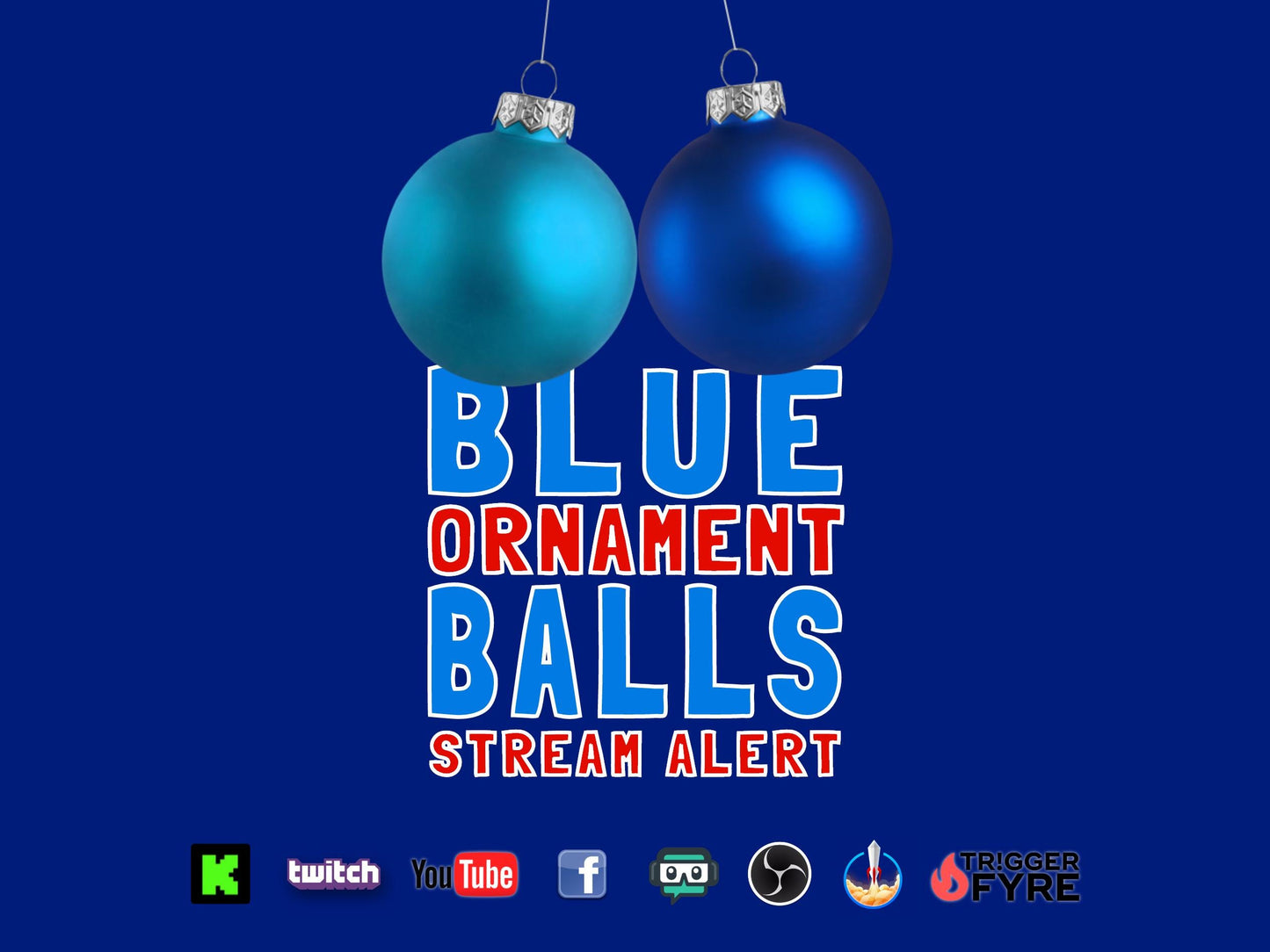 Blue Ornament Balls Stream Alert - Holiday Baubles Animated Overlay with Transparent Background - Instant Download - 1920x1080 - Fun To Use!