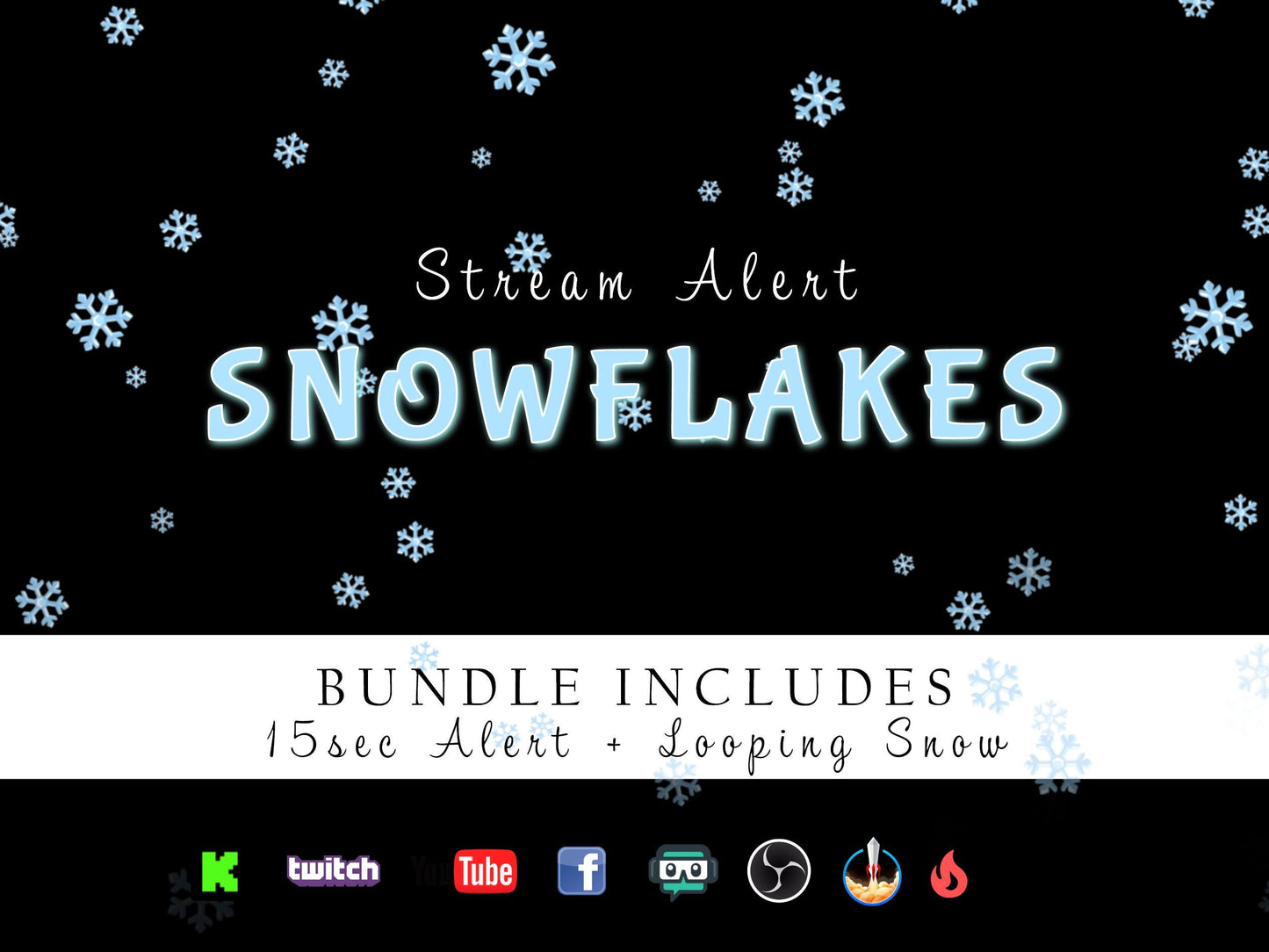 Snowflakes Stream Effects Bundle - Loop & Alert - 2 Full Screen Animated Overlays - 1920x1080 - Transparent Background - Instant Download
