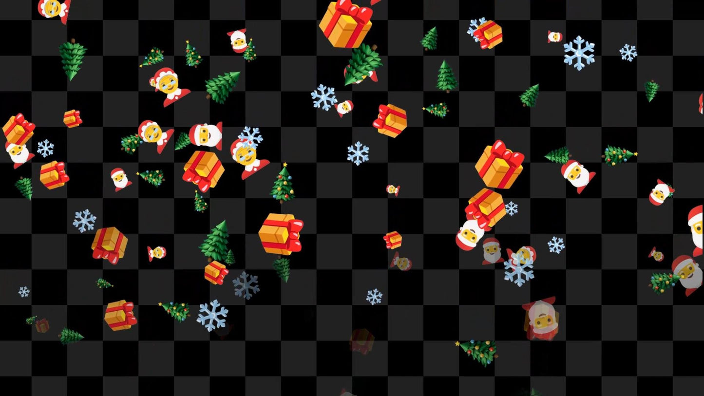 Emoji Christmas Stream Alert - Full Screen Animated Overlay - Transparent Background - 1920x1080 - Instant Download - Festive & Fun Effect!