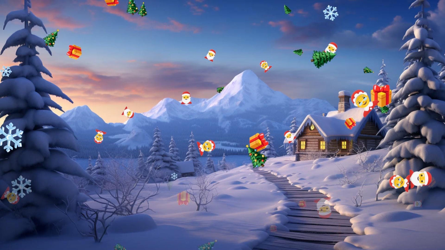 Emoji Christmas Stream Alert - Full Screen Animated Overlay - Transparent Background - 1920x1080 - Instant Download - Festive & Fun Effect!