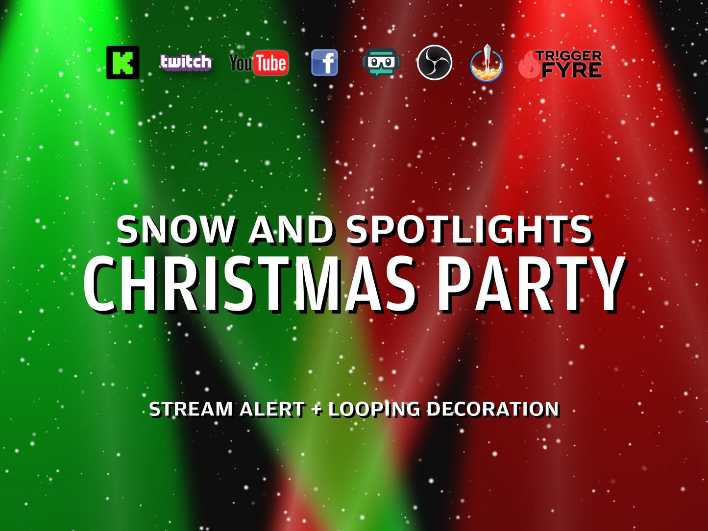 Christmas Party Stream Effect Pack - Snow and Spotlights Alert & Looping Overlays - Transparent Background - Instant Download - 1920x1080
