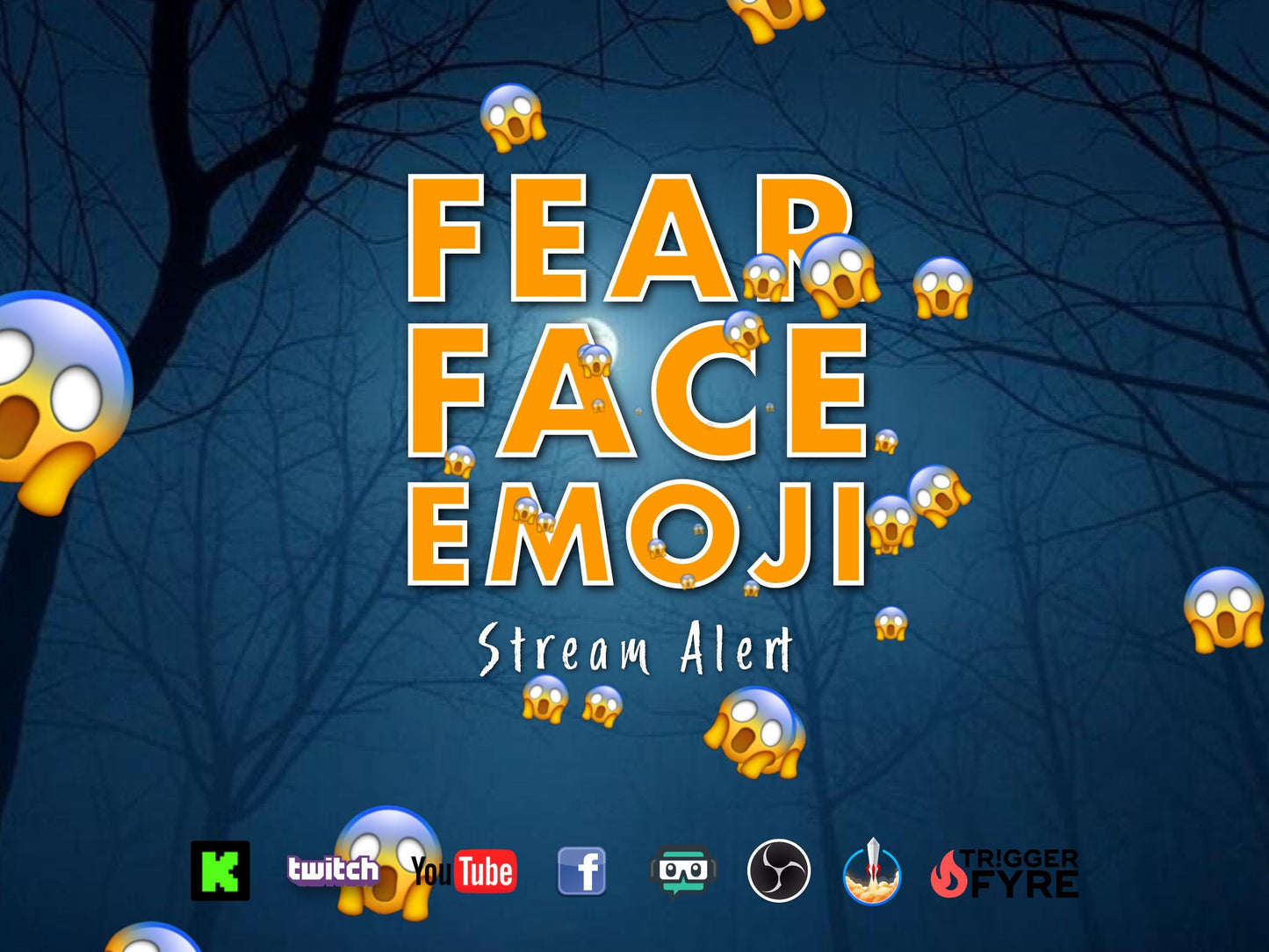 Fear Face Emoji Stream Alert - Full Screen Animated Overlay with Transparent Background - 1920x1080 - Instant Download - Fun & Easy To Use!