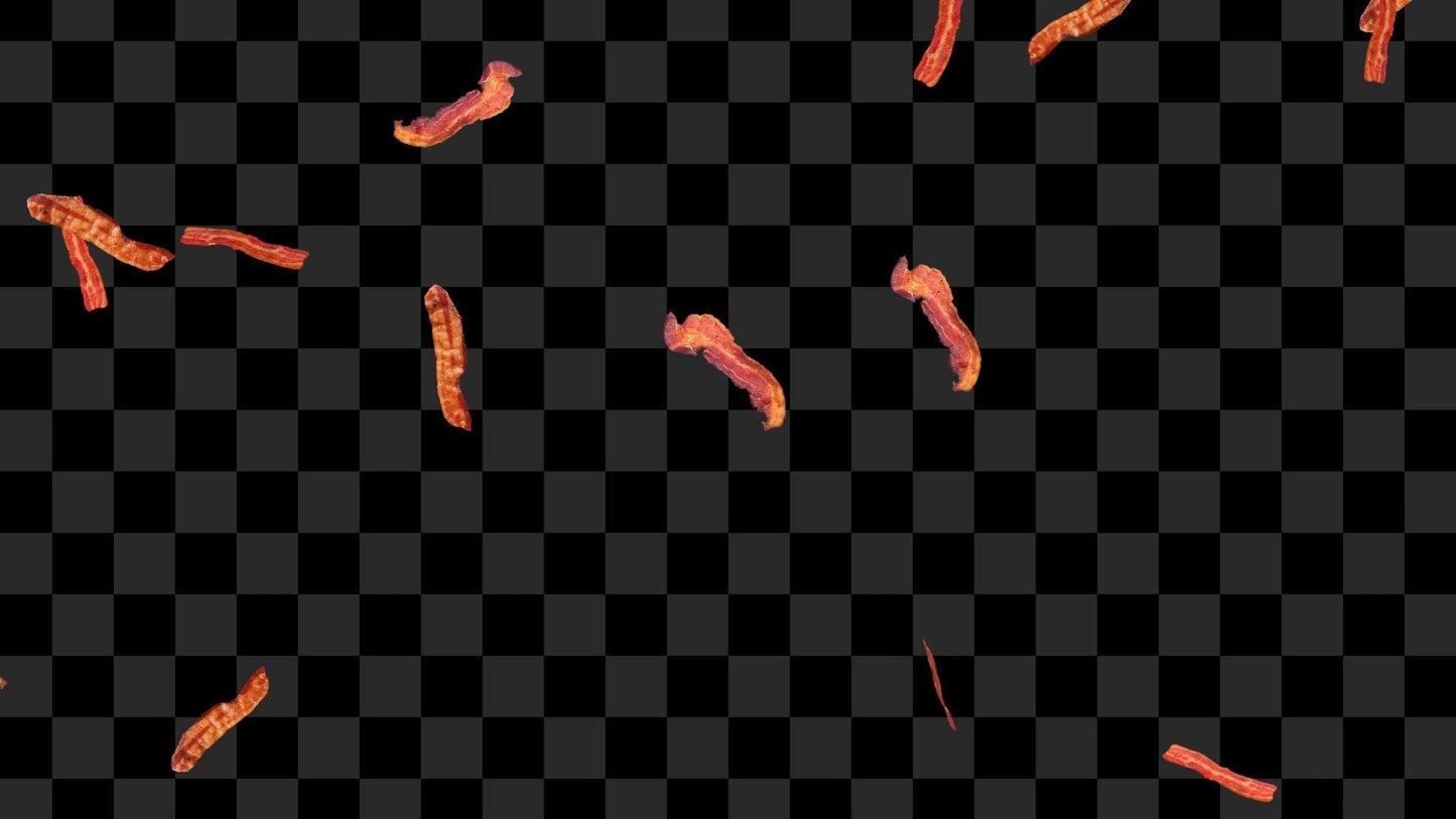 All You Can Eat Bacon Stream Decoration - Looping Bacon Rain Animated Overlay - Full Screen with Transparent Background - Delicious Graphics