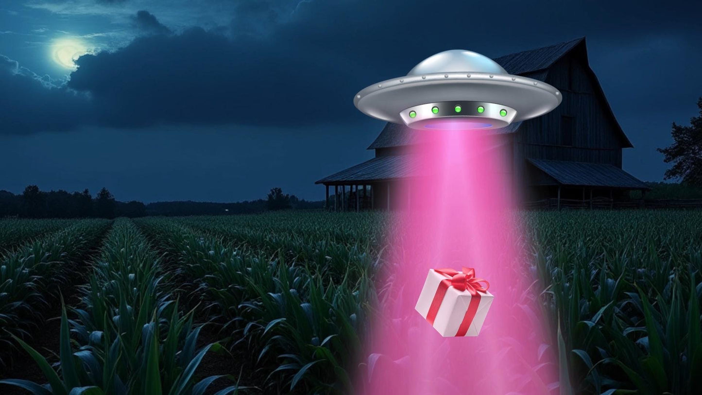 UFO Present Delivery Stream Alert - Full Screen Animated Overlay with Transparent Background - 1920x1080 - Instant Download - Streamer Gift