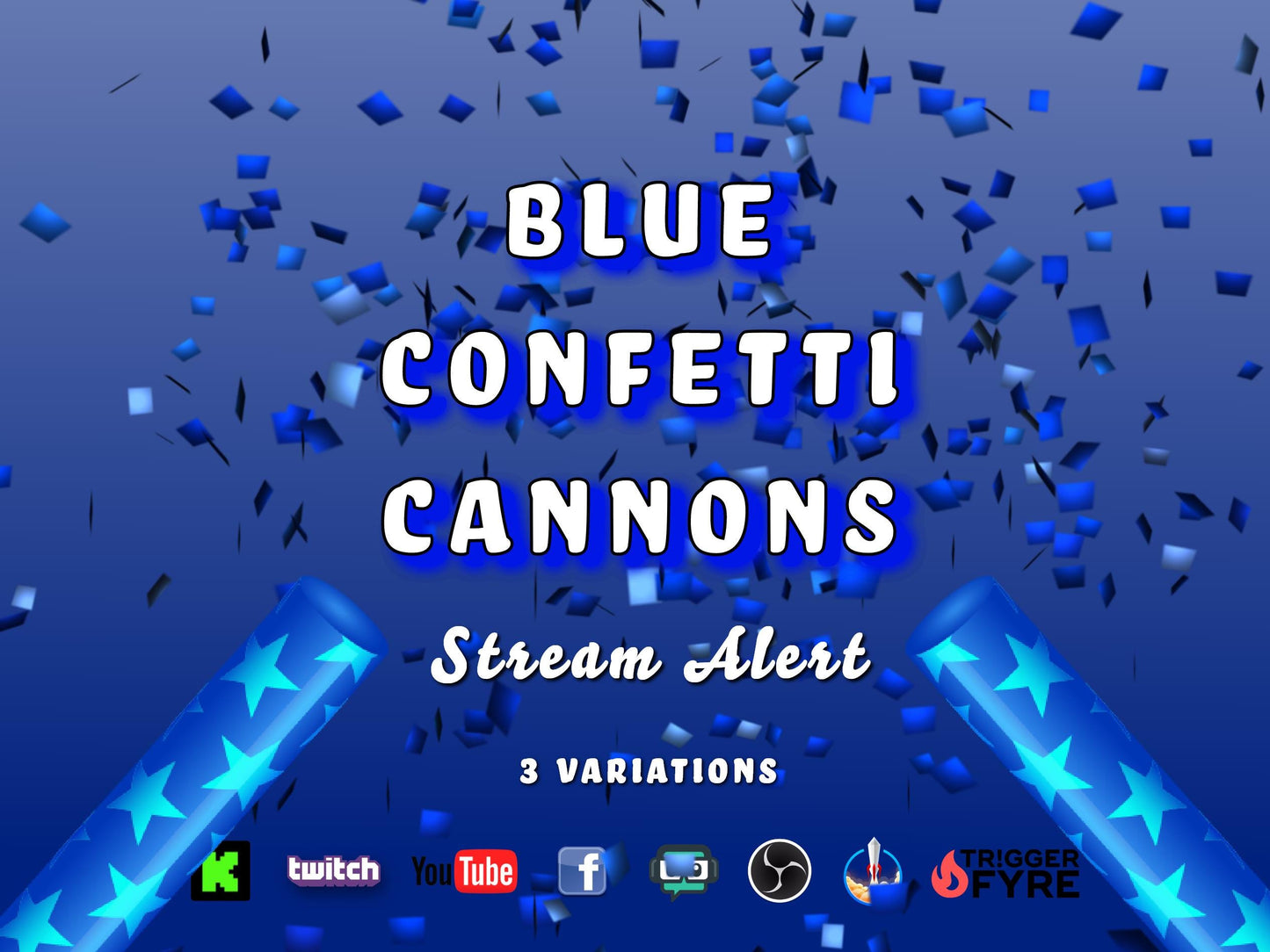 Blue Confetti Cannons Stream Alert Pack - Party Poppers Effect - Sound - 1920x1080 Full Screen - Transparent Background - Instant Download