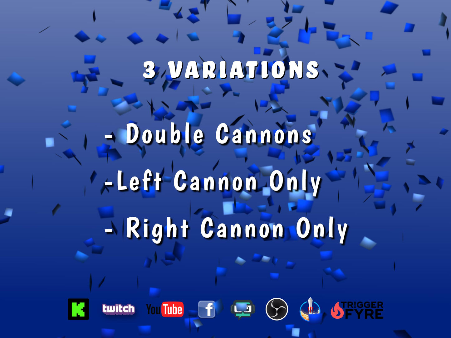 Blue Confetti Cannons Stream Alert Pack - Party Poppers Effect - Sound - 1920x1080 Full Screen - Transparent Background - Instant Download