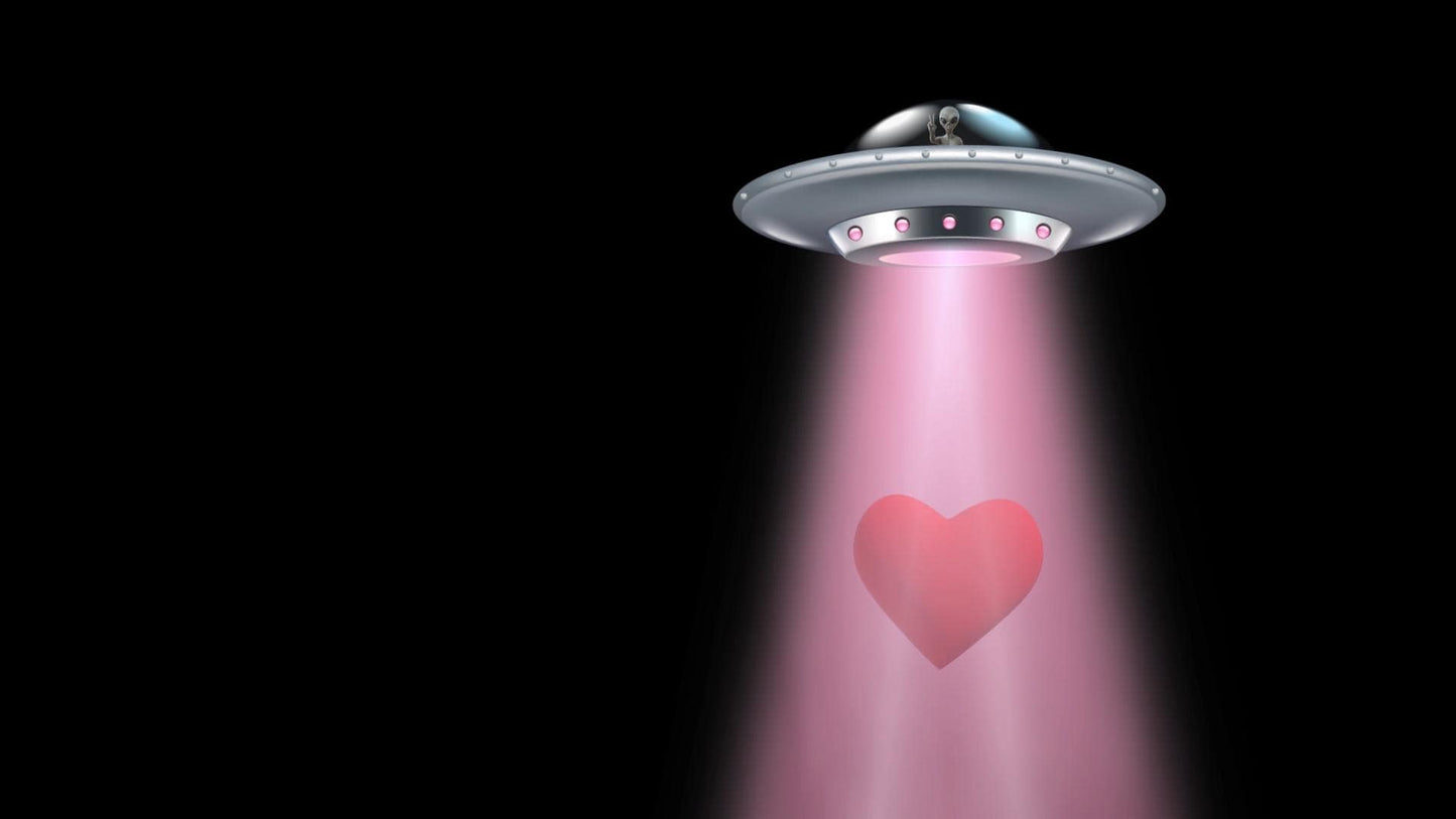 Valentine UFO Stream Alert - Full Screen Heart Abduction Effect - Animated Alien in Love Overlay - Transparent Background - Instant Download