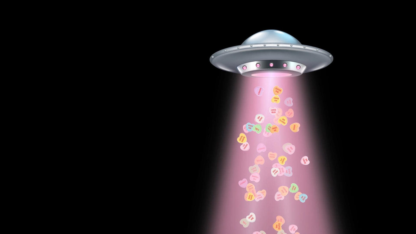 Candy Heart Abduction Stream Alert - Full Screen Conversation Hearts UFO Effect - Valentine Day Overlay - Transparent Background - 1920x1080