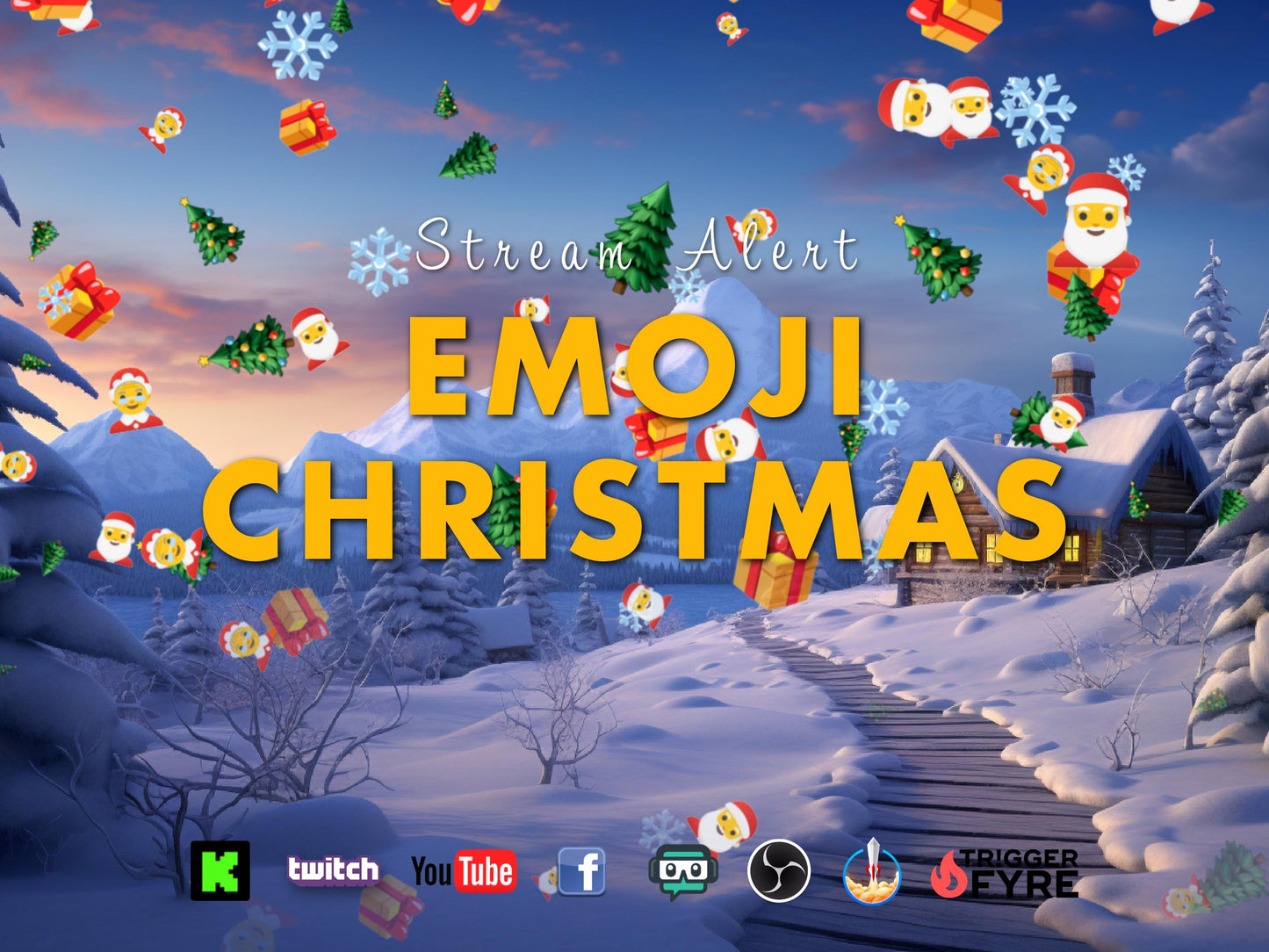 Emoji Christmas Stream Alert - Full Screen Animated Overlay - Transparent Background - 1920x1080 - Instant Download - Festive & Fun Effect!