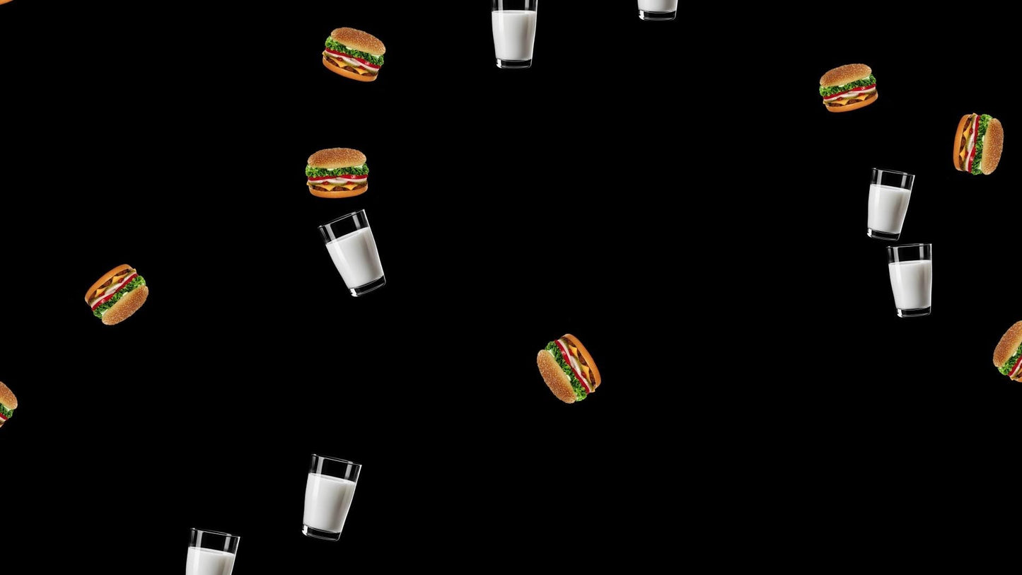Milk & Burgers Stream Alert - Full Screen Animated Overlay with Transparent Background - Instant Download - 1920x1080 - Fun Food Effect