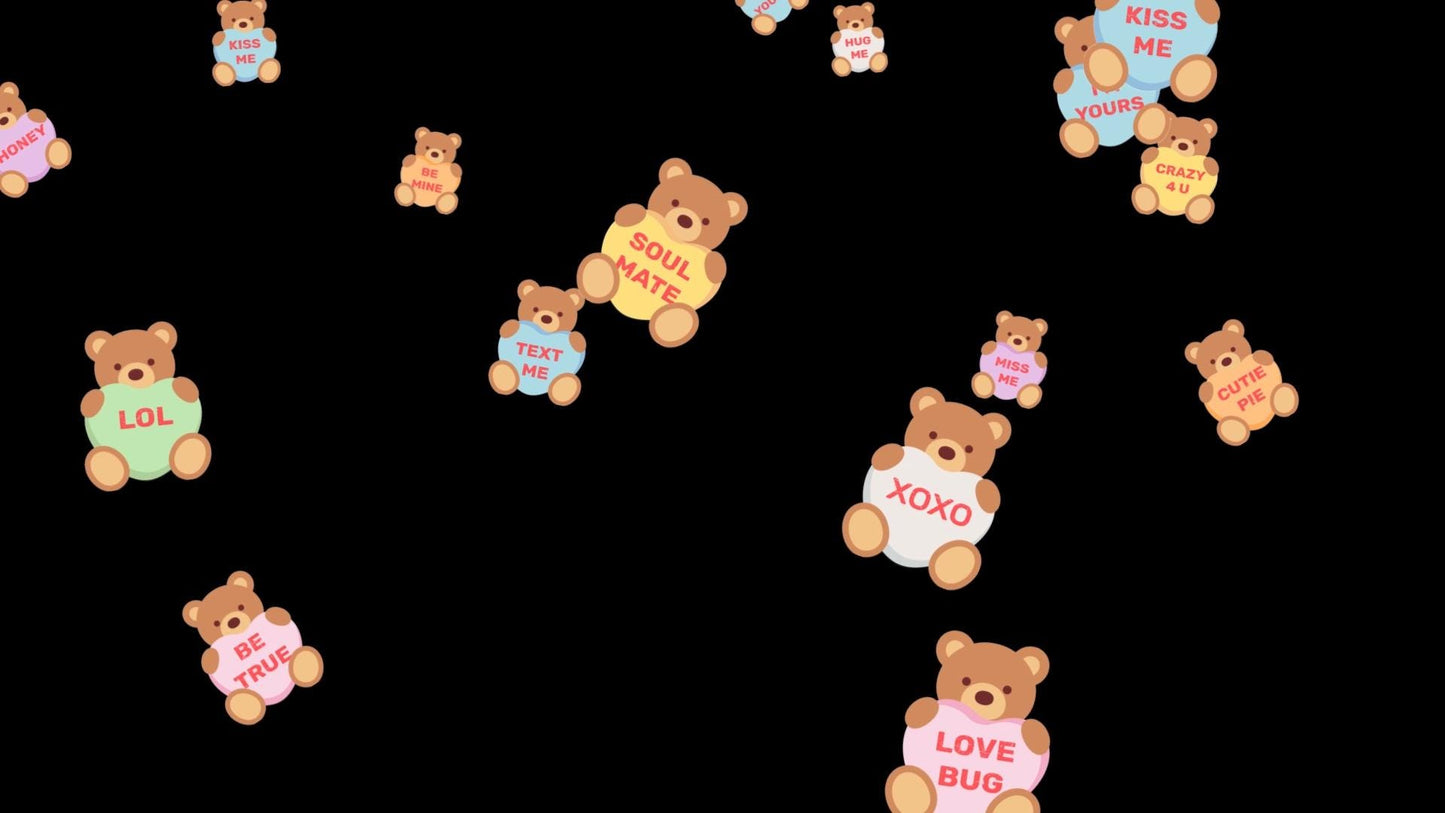 Conversation Heart Bears Stream Alert - Full Screen Animated Overlay - Transparent Background - 1920x1080 - Instant Download - Valentine Day