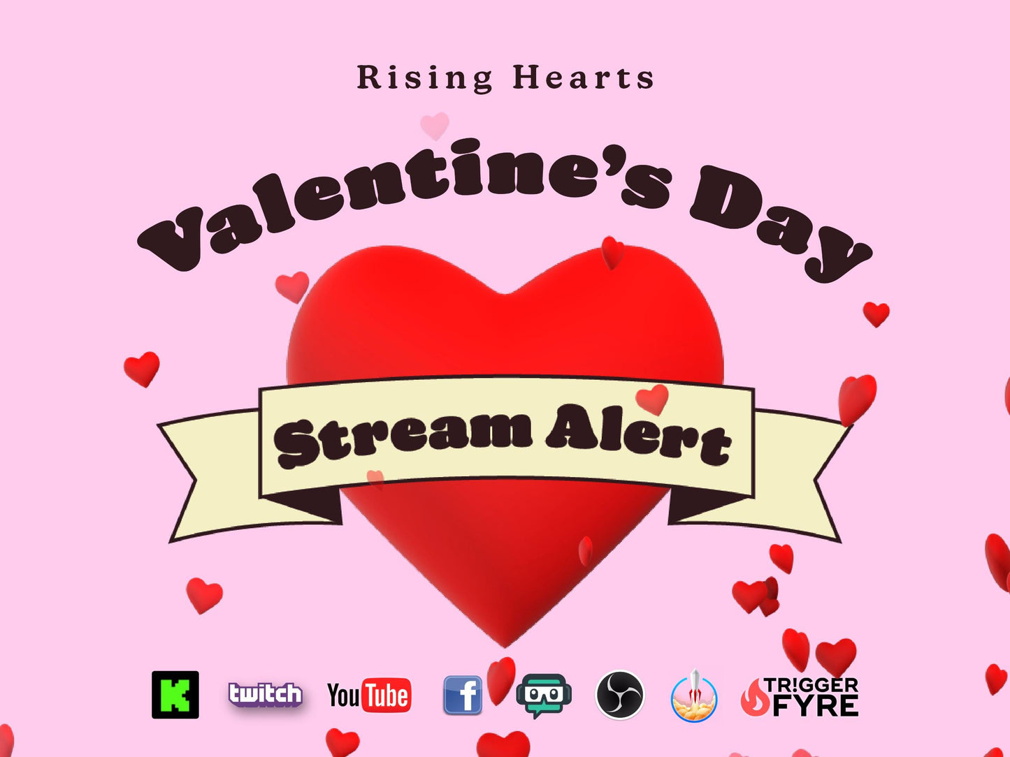 Valentine's Day Stream Alert - Rising Hearts Effect - Full Screen Animated Overlay - Transparent Background - Instant Download - 1920x1080
