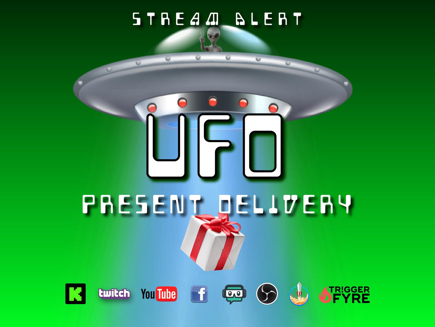 UFO Present Delivery Stream Alert - Full Screen Animated Overlay with Transparent Background - 1920x1080 - Instant Download - Streamer Gift