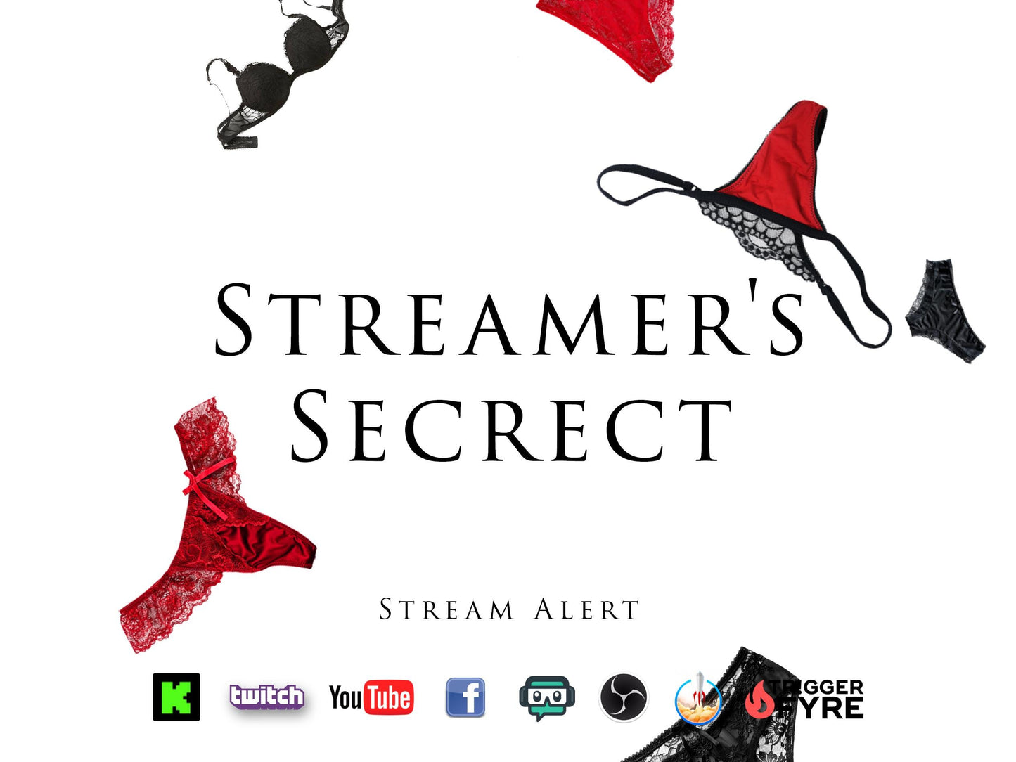 Streamer's Secret Stream Alert - Red & Black Lingerie Shower Effect - Full Screen with Transparent Background - 1920x1080 - Instant Download