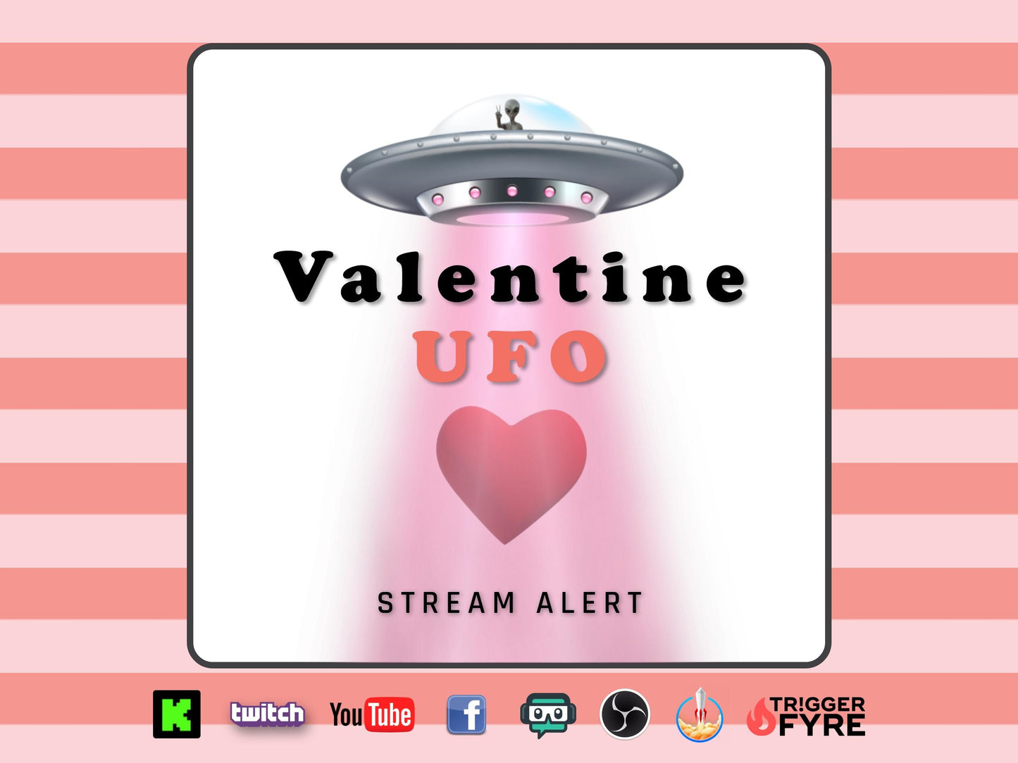 Valentine UFO Stream Alert - Full Screen Heart Abduction Effect - Animated Alien in Love Overlay - Transparent Background - Instant Download