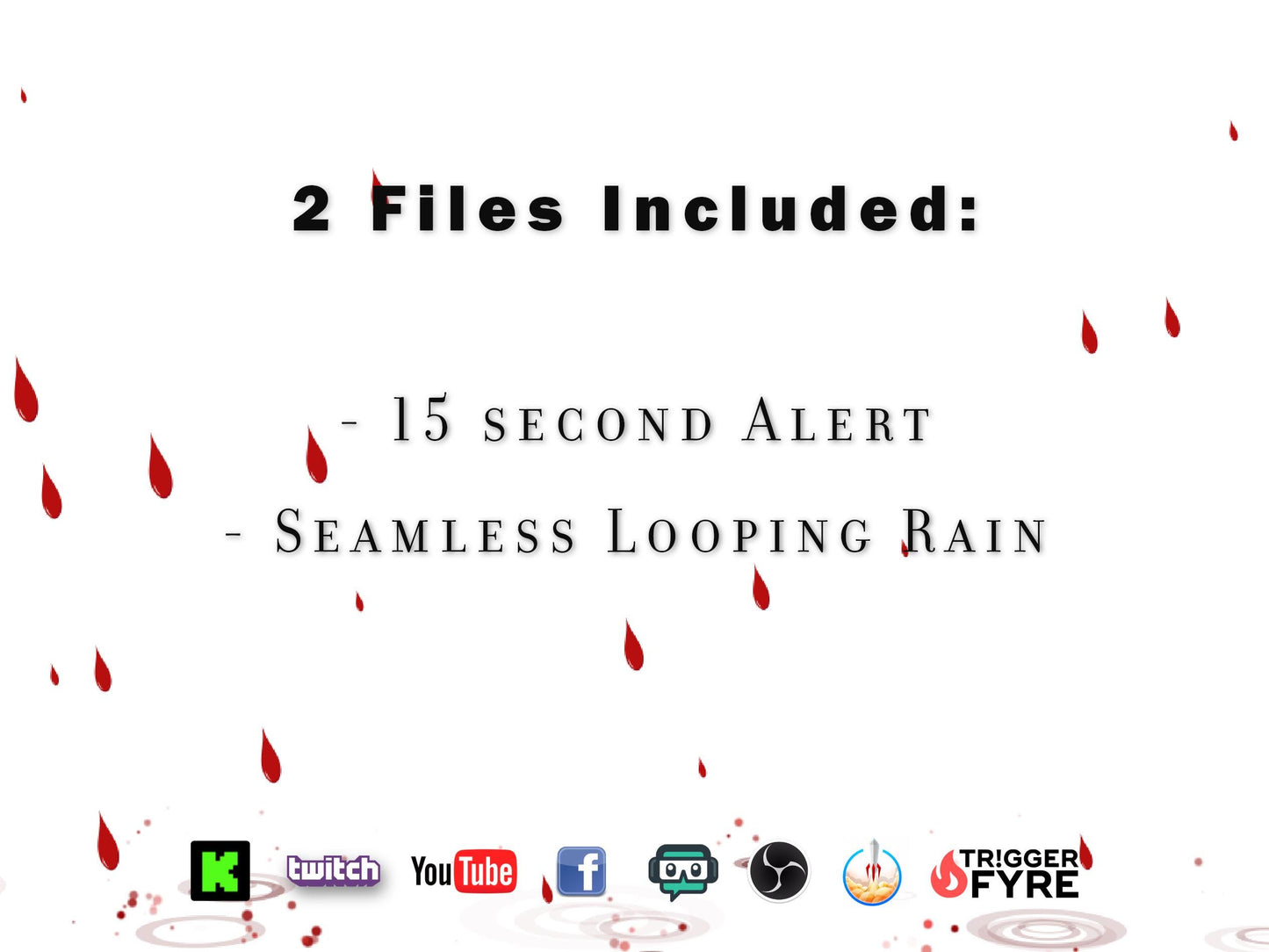 Blood Rain Stream Effect Pack - Alert & Looping Decoration - Full Screen Overlays with Transparent Background - 1920x1080 - Instant Download