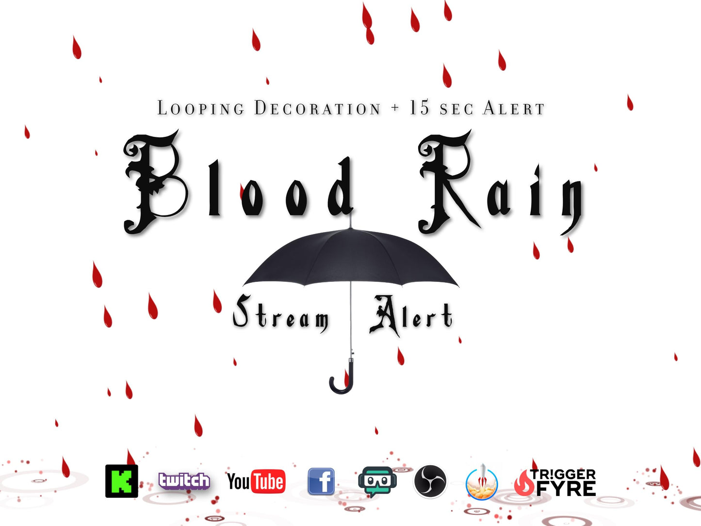 Blood Rain Stream Effect Pack - Alert & Looping Decoration - Full Screen Overlays with Transparent Background - 1920x1080 - Instant Download