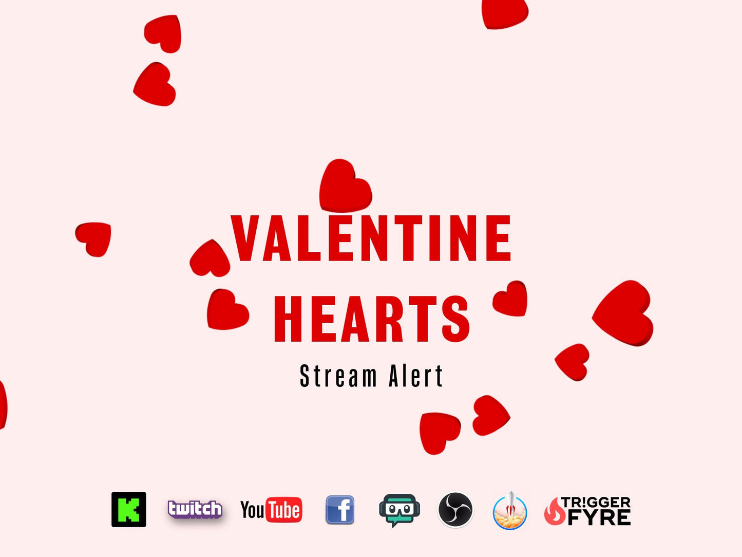 Valentine Hearts Stream Alert - Cute Red Heart Shower Animated Overlay - Full Screen - Transparent Background - Instant Download - 1920x1080