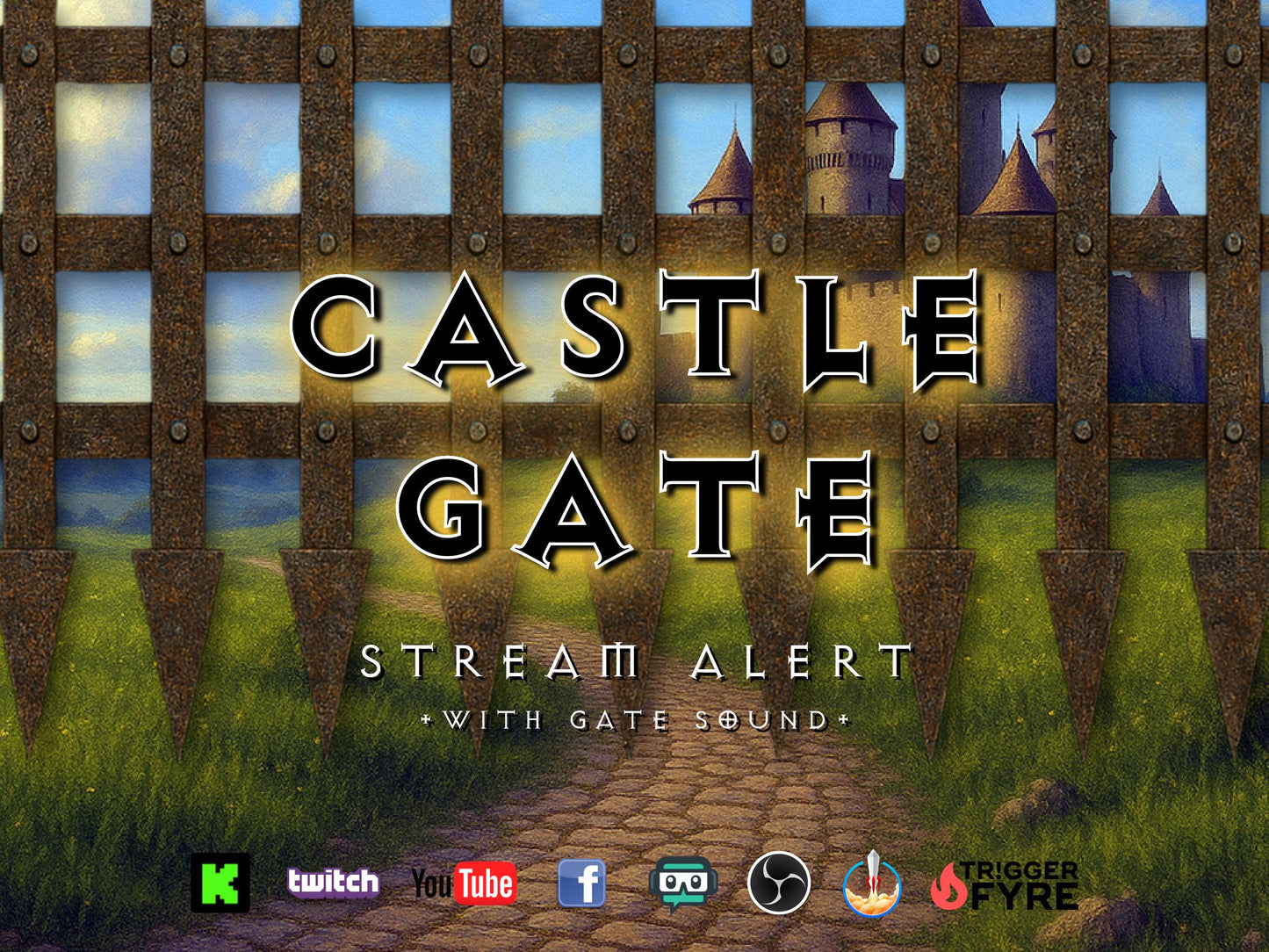 Castle Gate Stream Alert - Animated Overlay - Custom Sound - Full Screen 1920x1080 - Transparent Background - Instant Download - Easy To Use