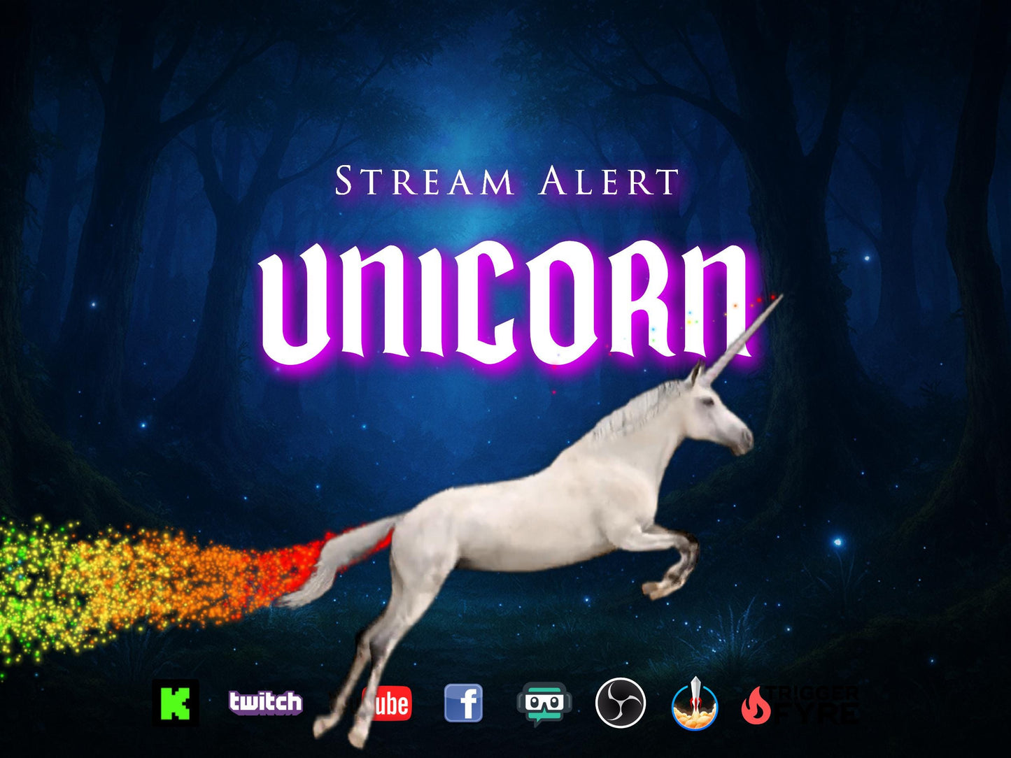 Unicorn Stream Alert - Full Screen Animated Overlay with Transparent Background - 1920x1080 - Instant Download - Fun Channel Point Redeem!