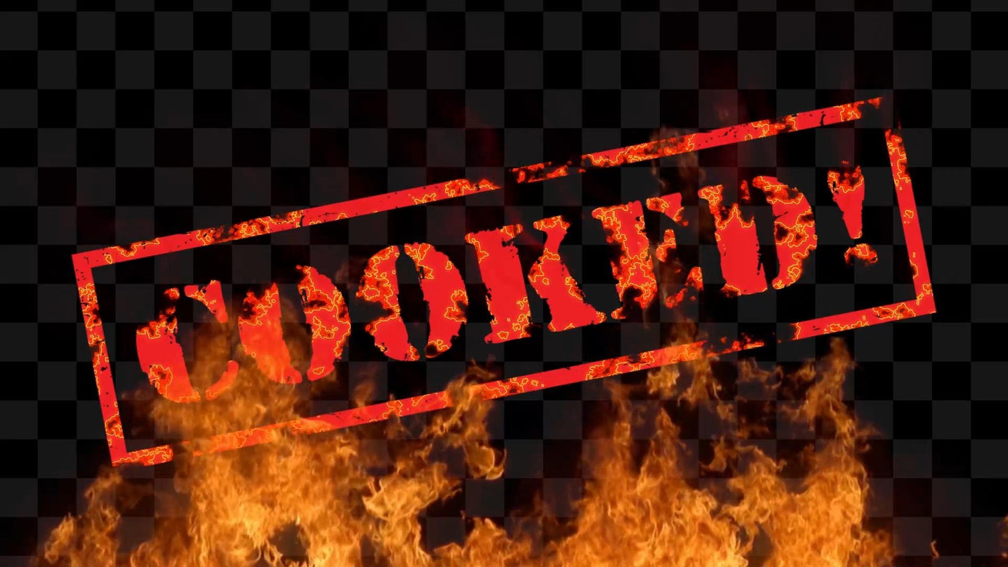 COOKED Stream Alert - Full Screen Animated Overlay with Transparent Background - 1920x1080 - Includes Two Variations - Instant Download