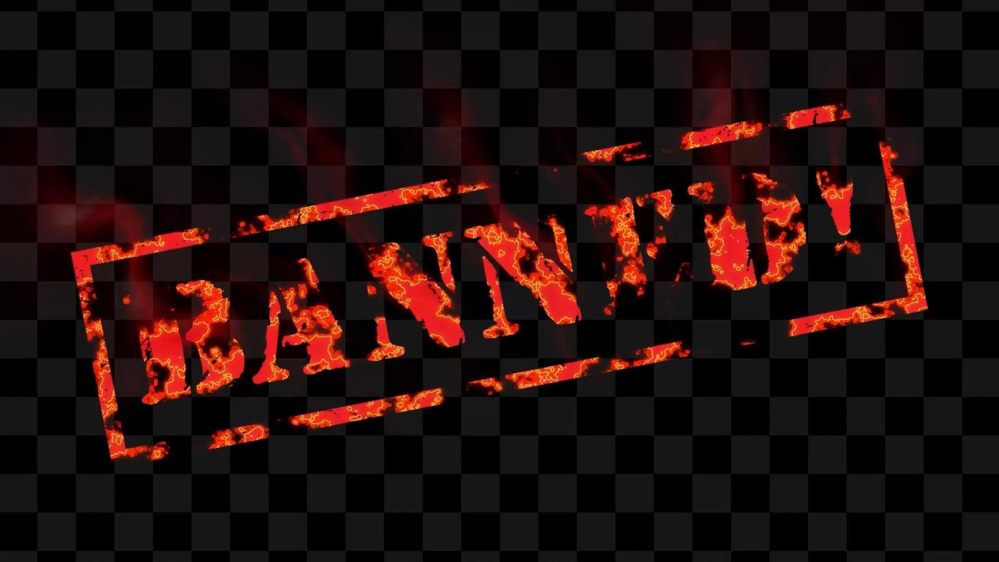 BANNED! Stream Alert - Full Screen Animated Overlay with Transparent Background - 1920x1080 - Includes Two Variations - Instant Download