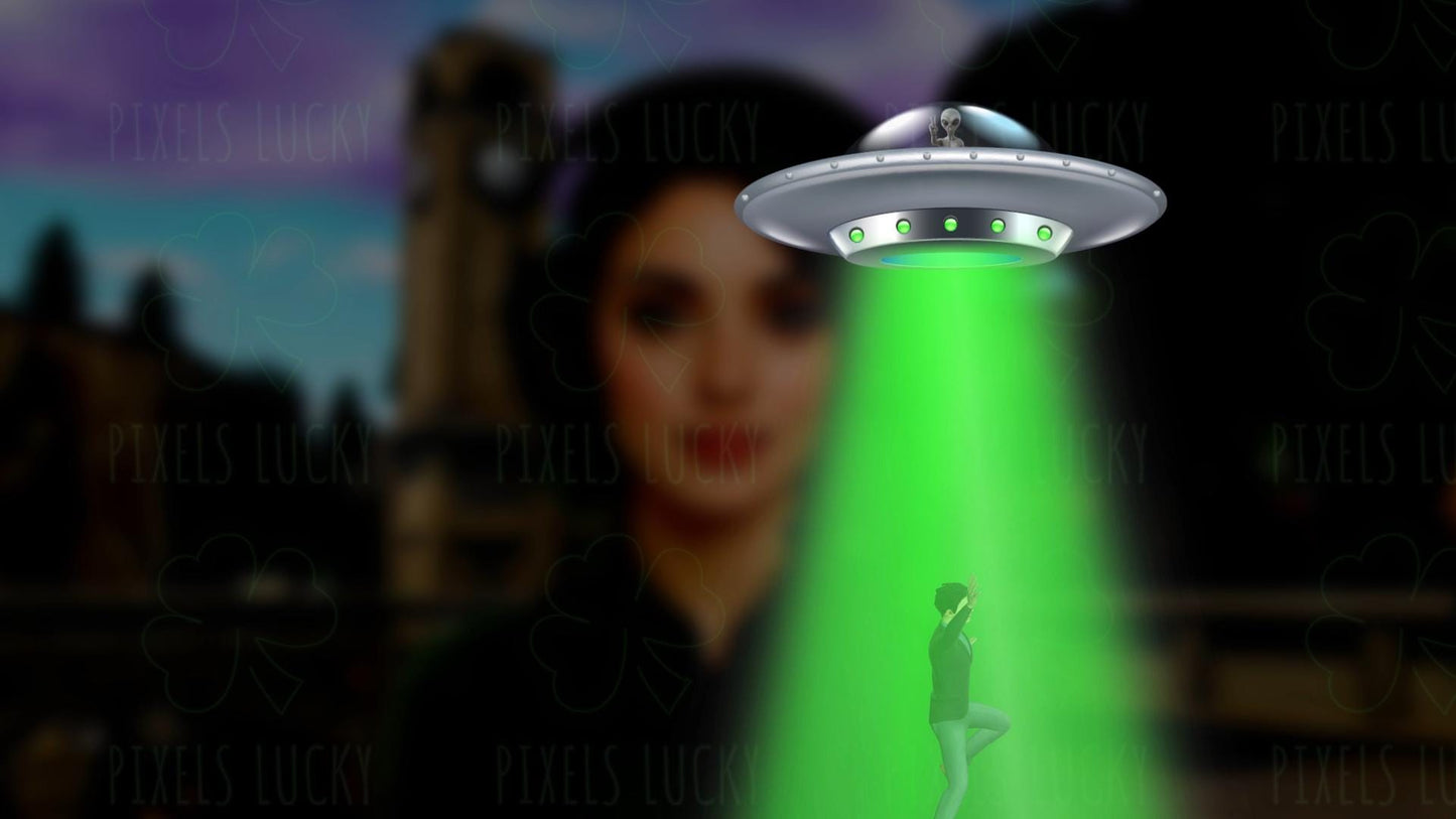 UFO Abduction Stream Alert - Full Screen Animated Overlay - Transparent Background - 1920x1080 - Instant Download - Fun New Follower Graphic