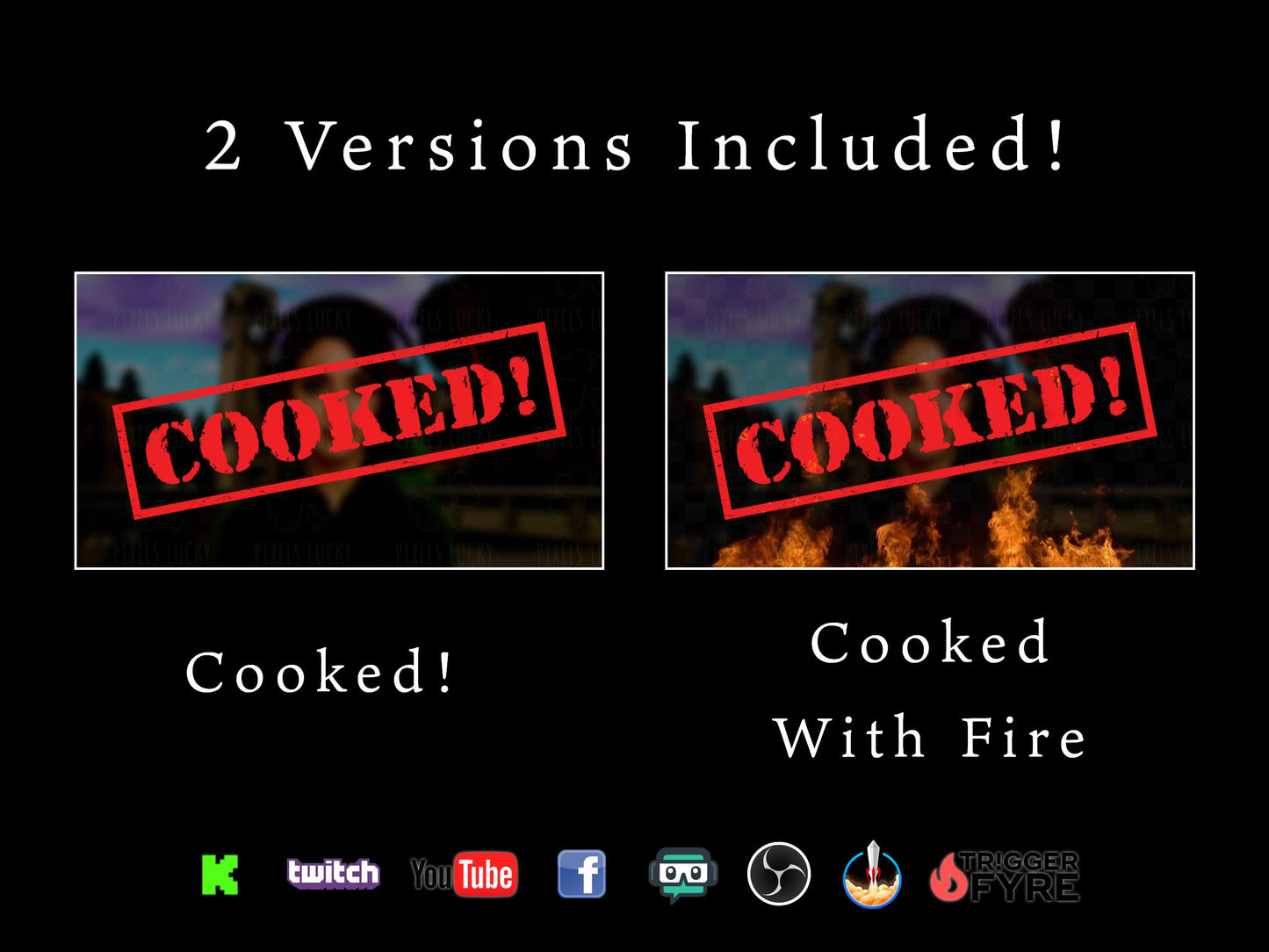 COOKED Stream Alert - Full Screen Animated Overlay with Transparent Background - 1920x1080 - Includes Two Variations - Instant Download